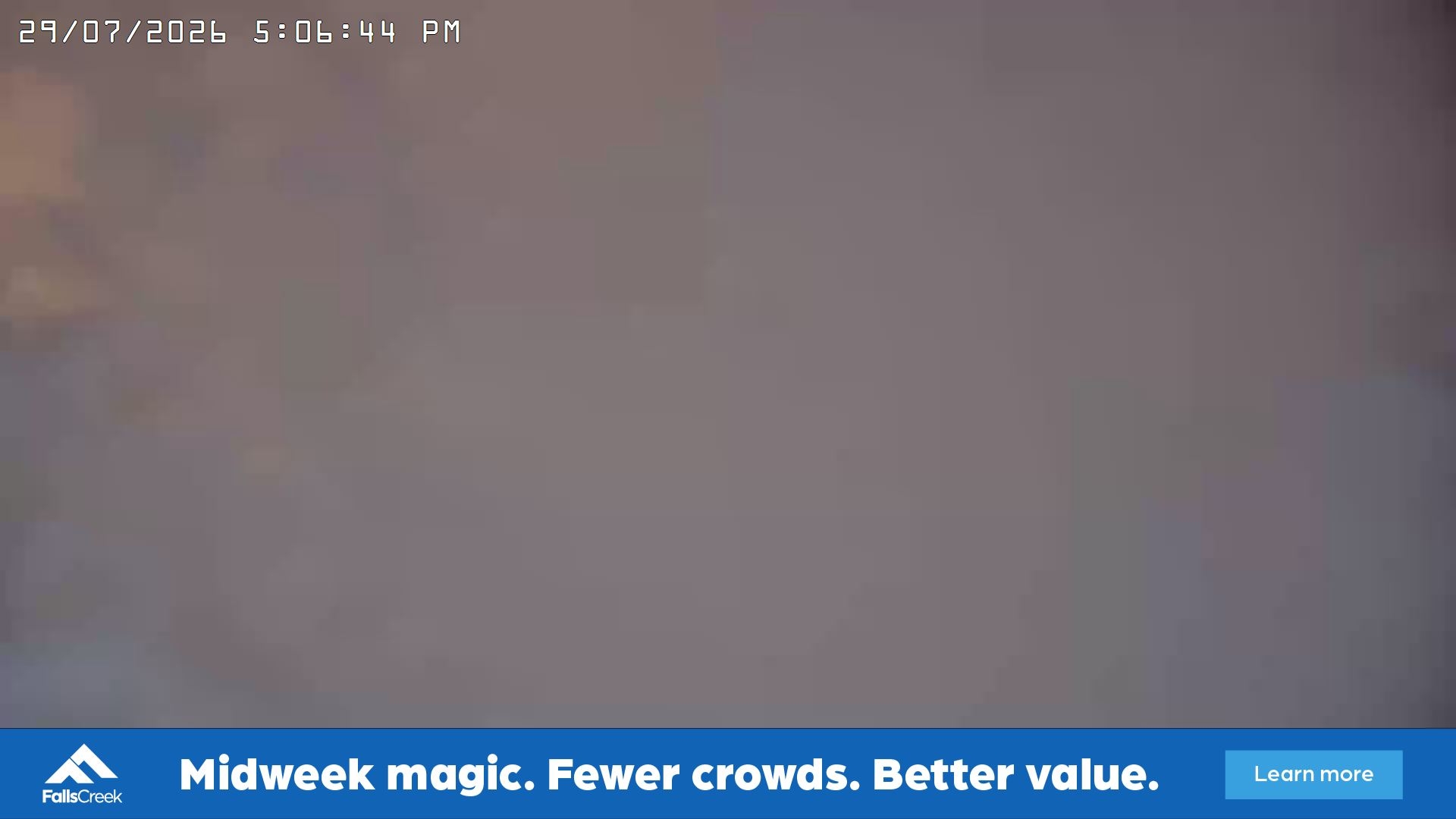 Falls Creek Cloud 9 snow cam captured at 29 July 2026 at 5:12 pm AEST