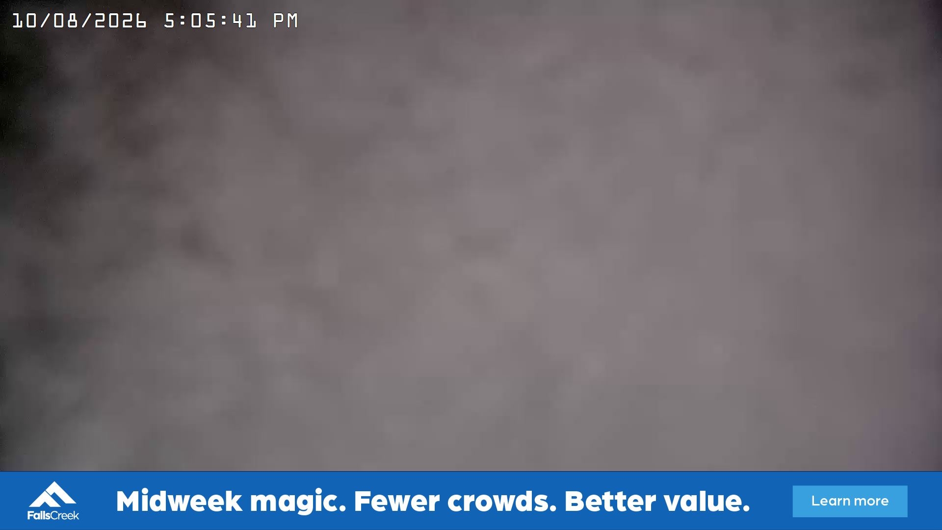 Falls Creek Cloud 9 snow cam captured at 10 August 2026 at 5:11 pm AEST