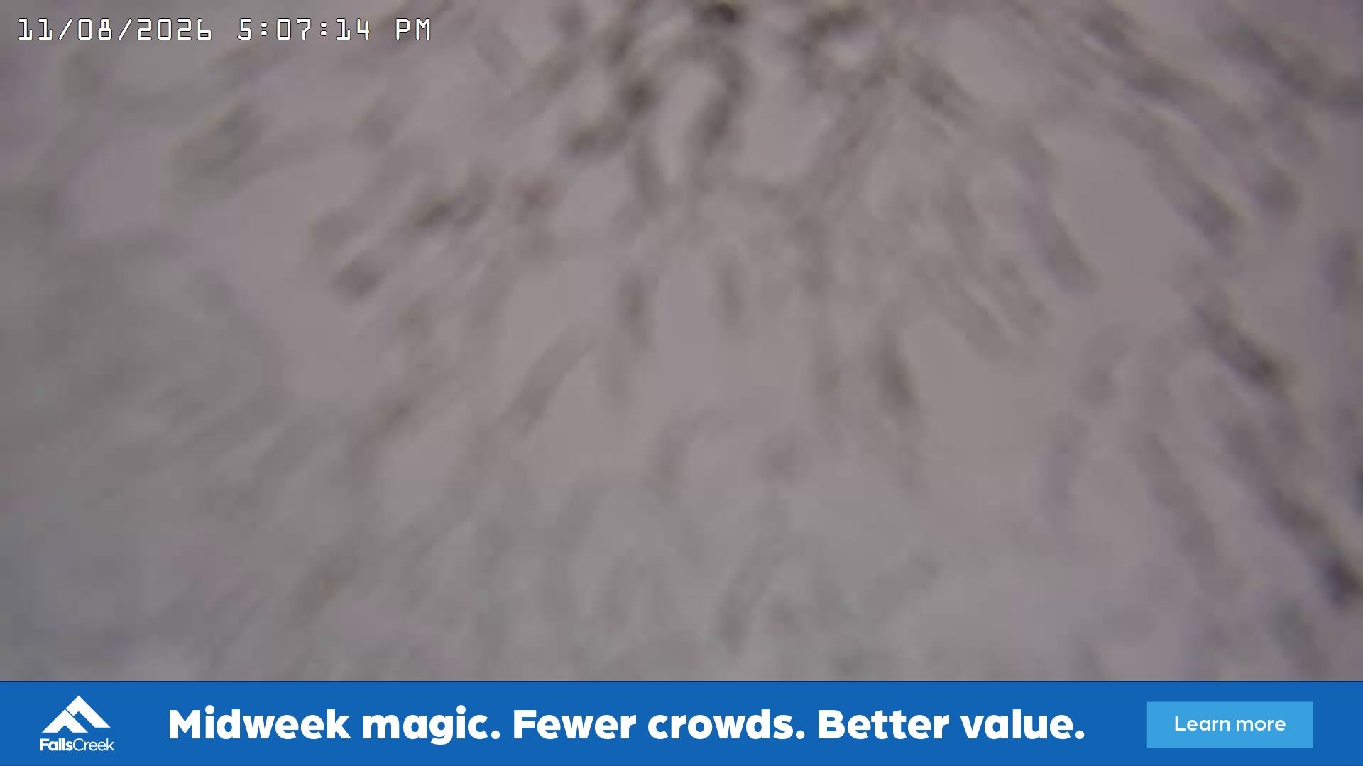 Falls Creek Cloud 9 snow cam captured at 11 August 2026 at 5:11 pm AEST