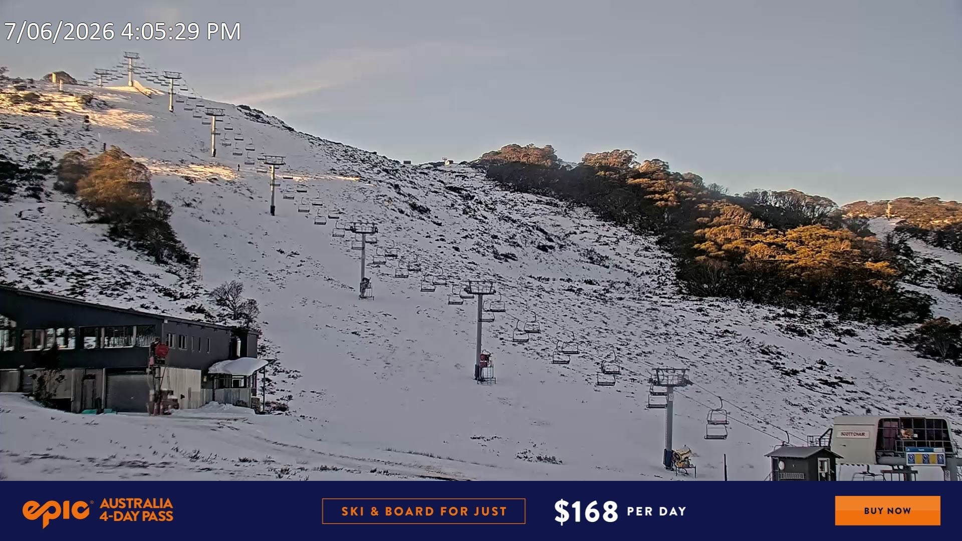 Falls Creek Scotts snow cam captured at 7 June 2026, 6:23 am
