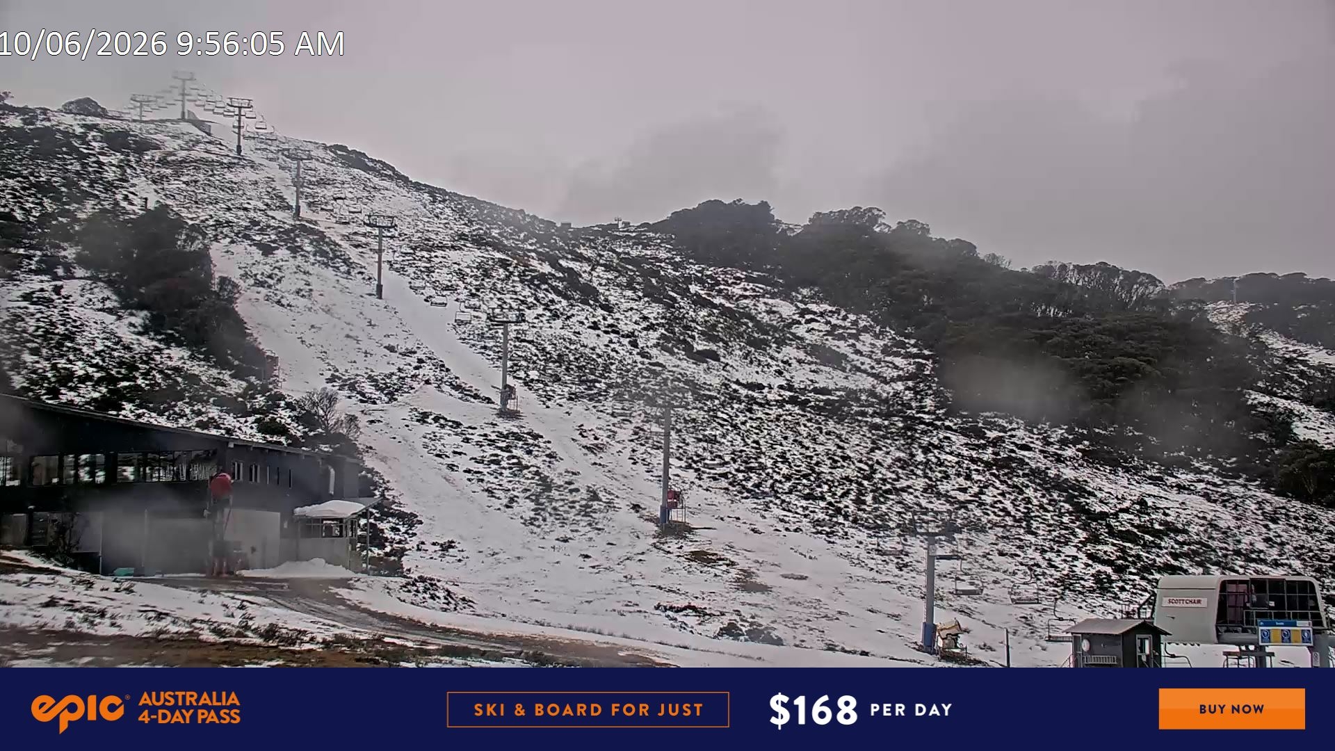 Falls Creek Scotts snow cam captured at 10 June 2026, 12:05 am