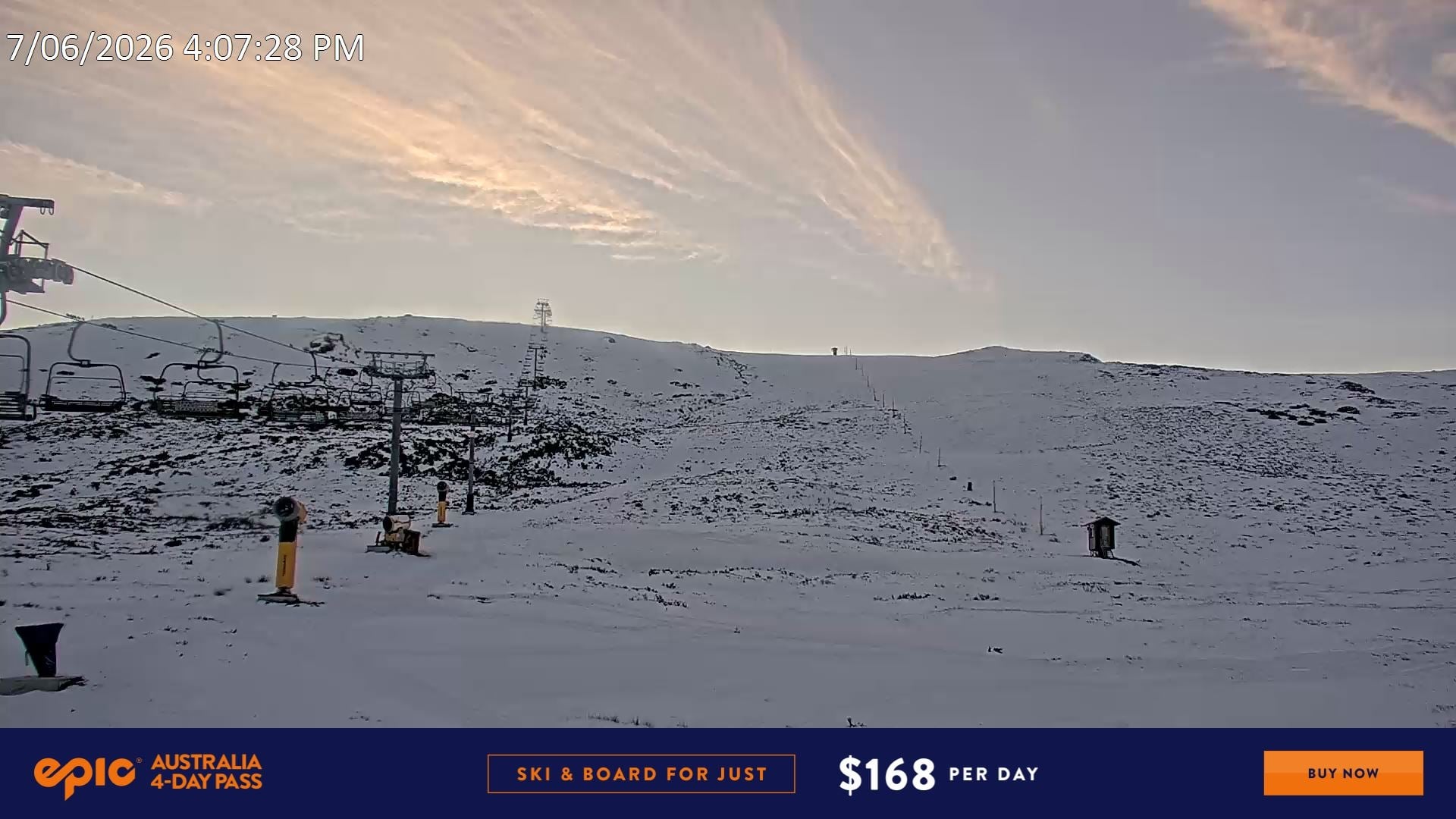 Falls Creek Ruined Castle snow cam captured at 7 June 2026, 6:23 am