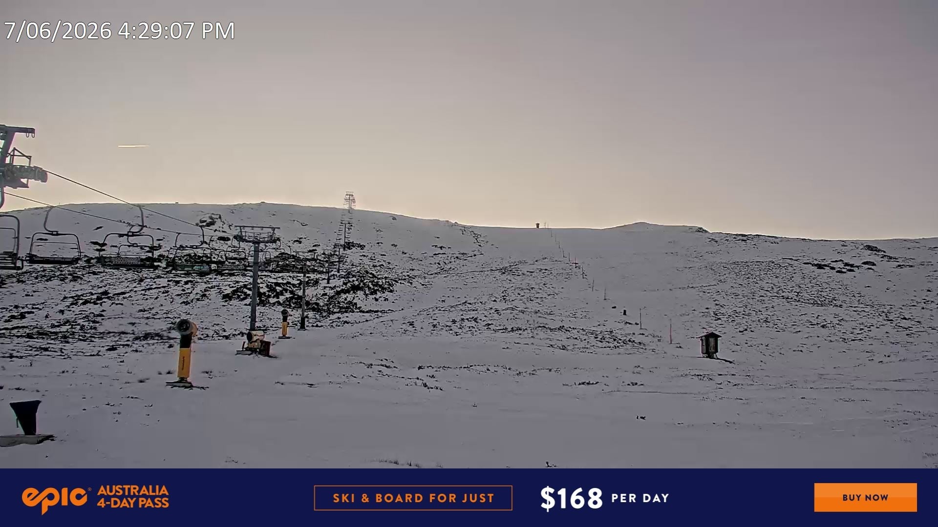 Falls Creek Ruined Castle snow cam captured at 7 June 2026, 6:34 am