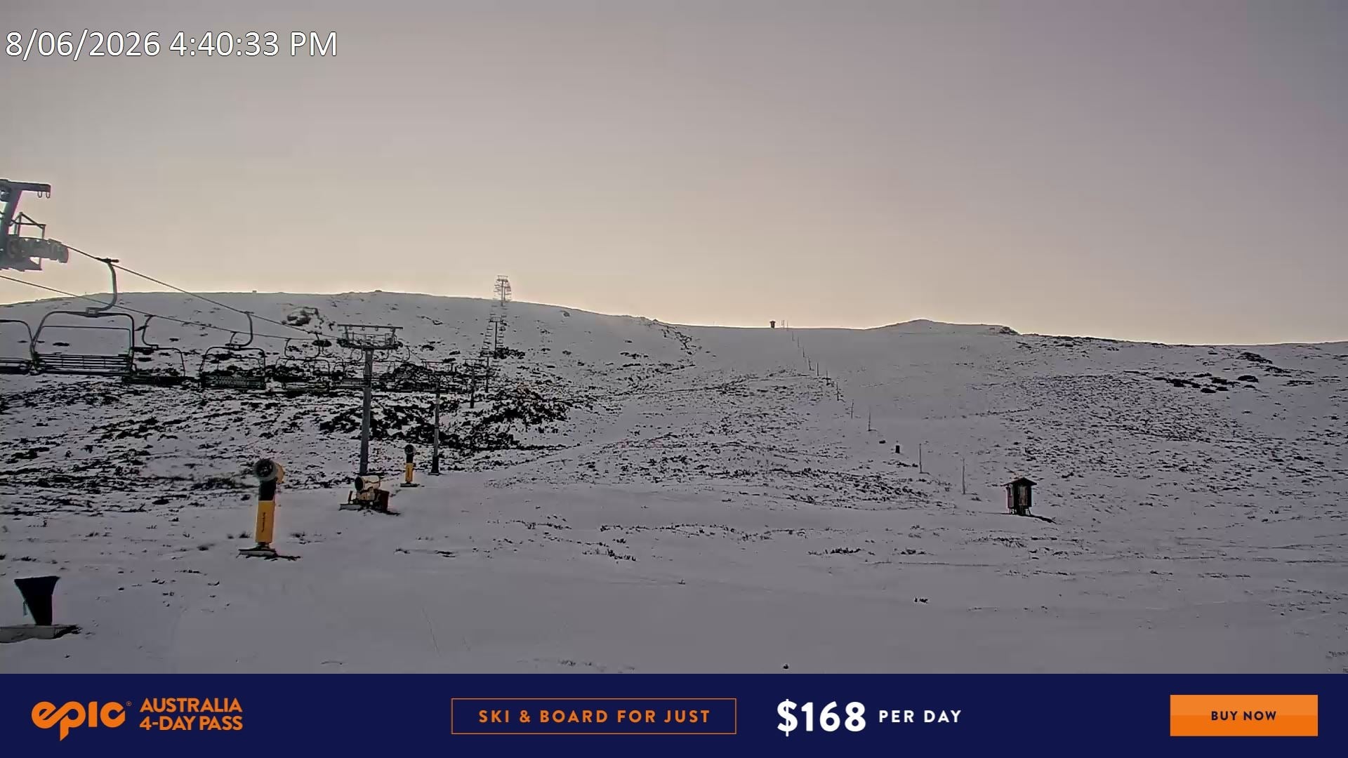 Falls Creek Ruined Castle snow cam captured at 8 June 2026, 6:52 am