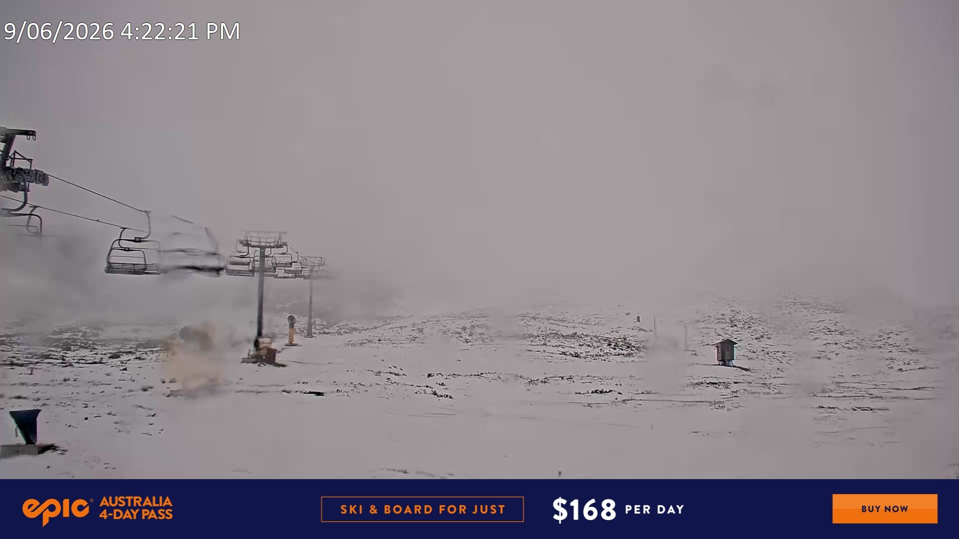 Falls Creek Ruined Castle snow cam captured at 9 June 2026, 6:34 am