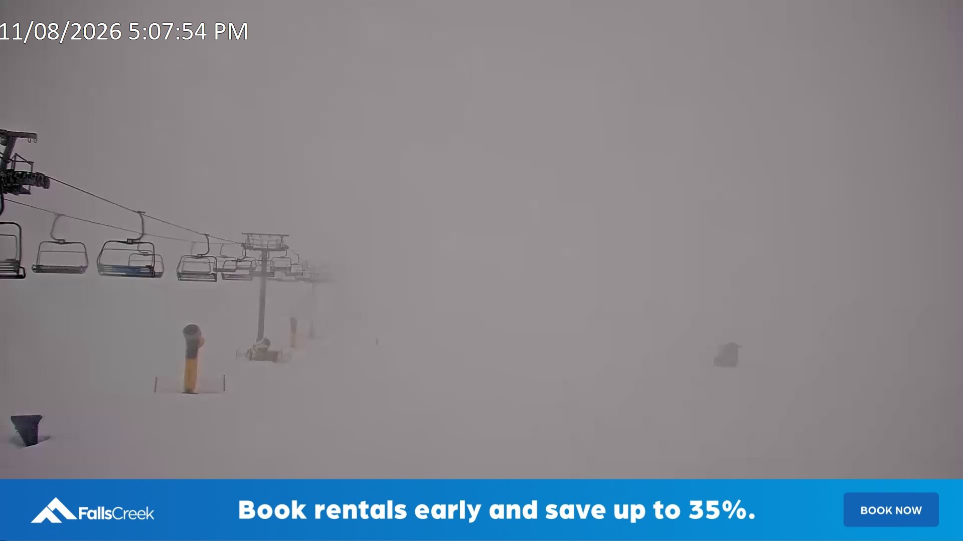 Falls Creek Ruined Castle snow cam captured at 11 August 2026 at 5:14 pm AEST