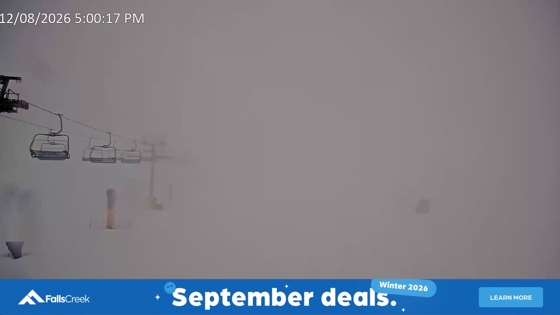 Falls Creek Ruined Castle snow cam captured at 12 August 2026 at 5:16 pm AEST