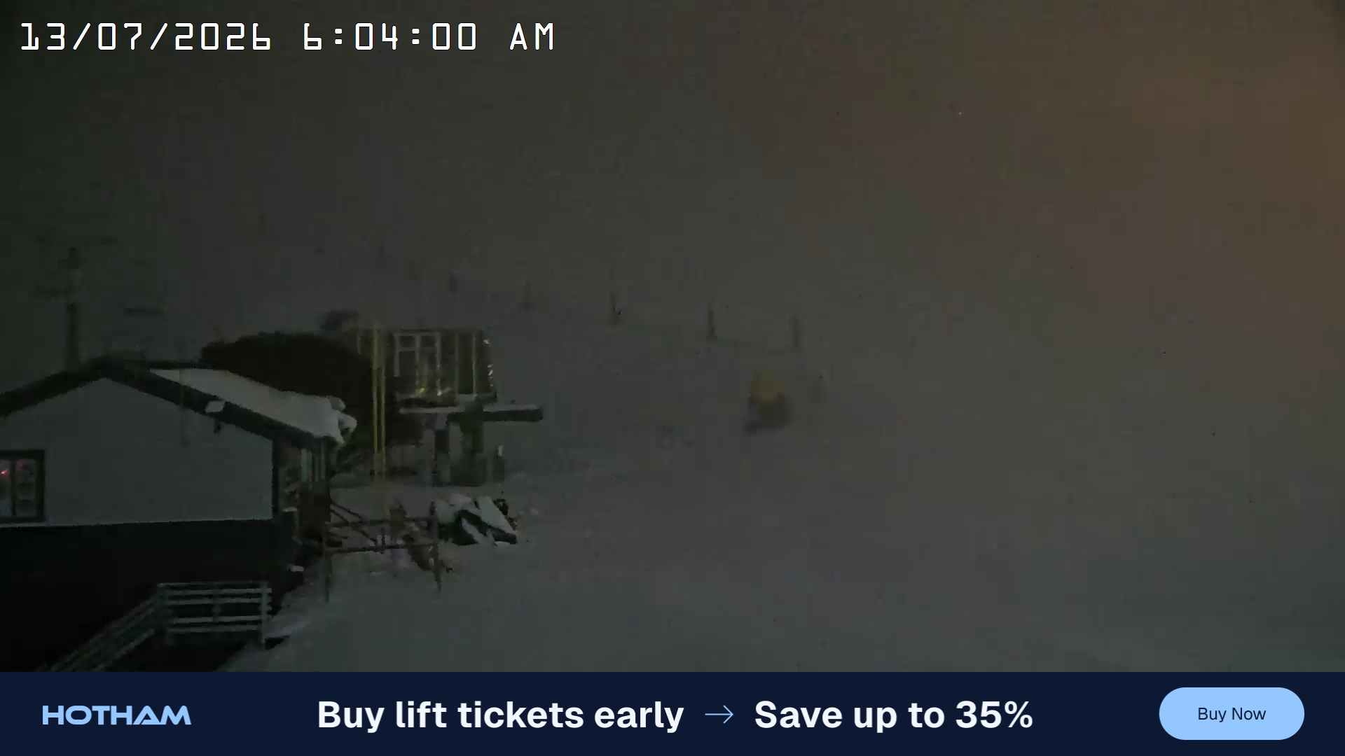 Mt Hotham Summit Trainer snow cam captured at 13 July 2026 at 6:04 am AEST