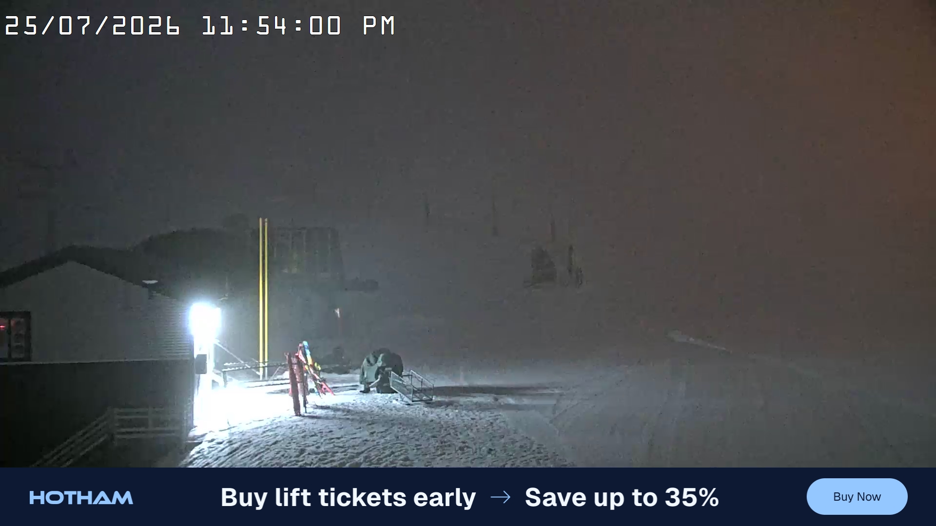 Mt Hotham Summit Trainer snow cam captured at 25 July 2026 at 11:55 pm AEST