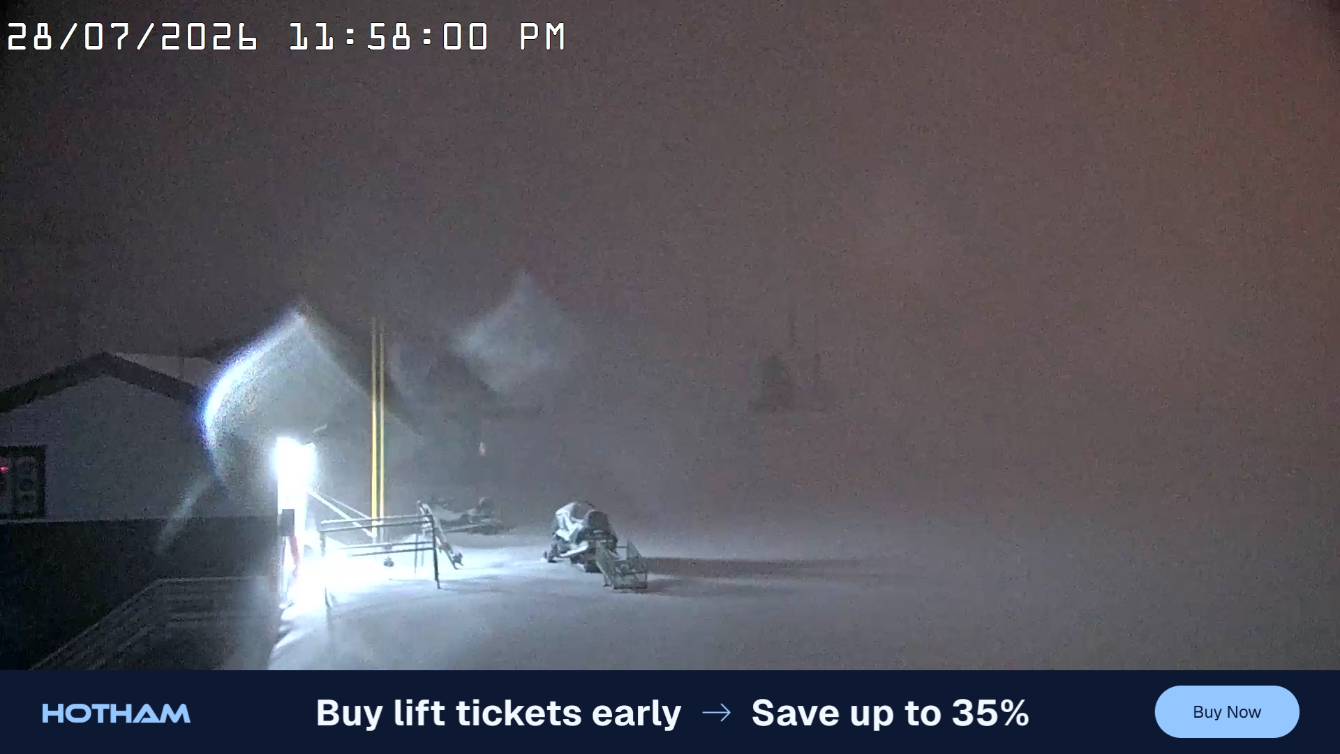 Mt Hotham Summit Trainer snow cam captured at 28 July 2026 at 11:59 pm AEST