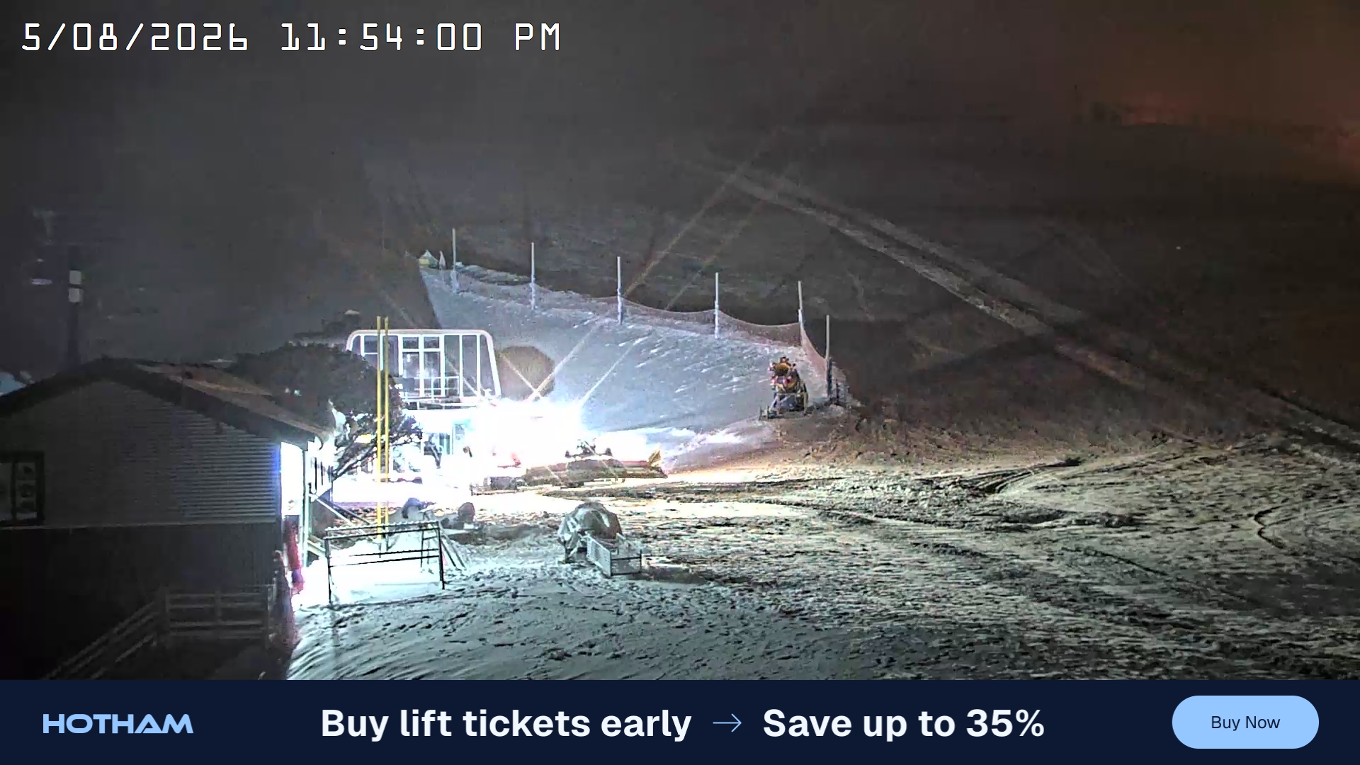 Mt Hotham Summit Trainer snow cam captured at 5 August 2026 at 11:54 pm AEST