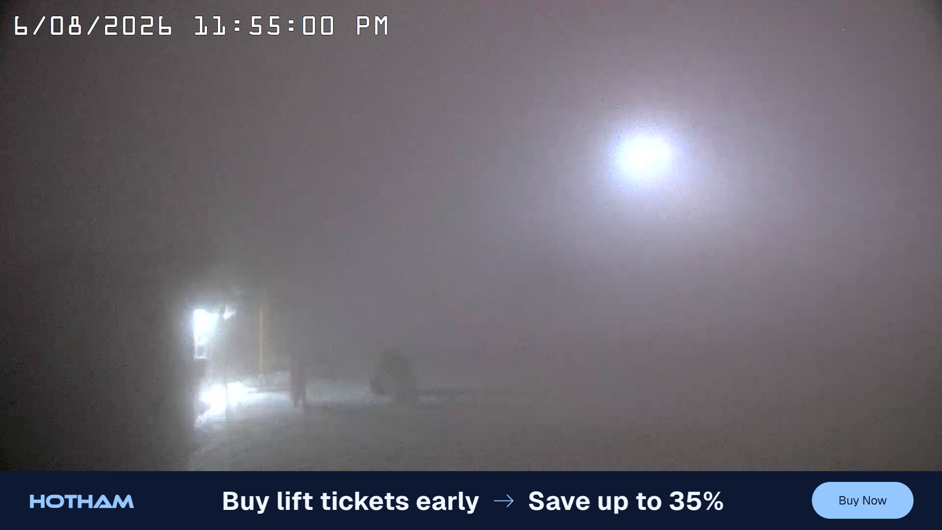 Mt Hotham Summit Trainer snow cam captured at 6 August 2026 at 11:55 pm AEST