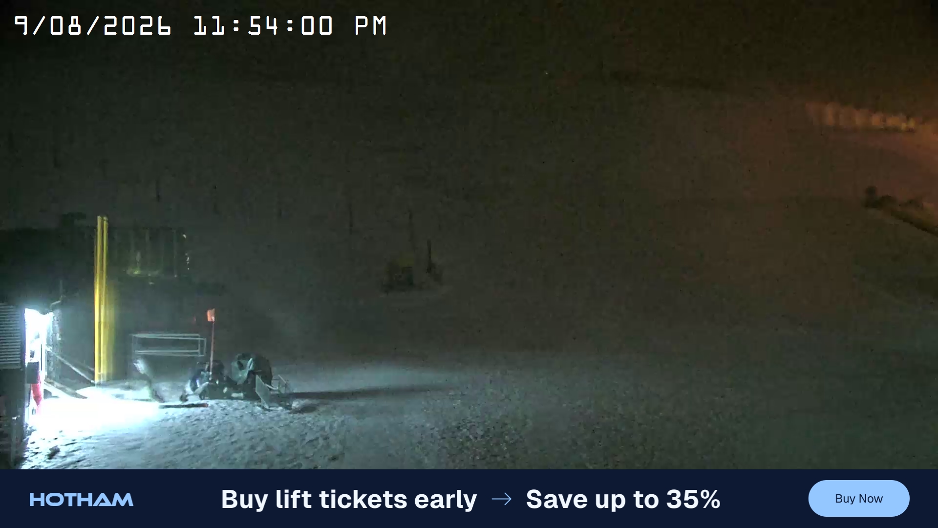 Mt Hotham Summit Trainer snow cam captured at 9 August 2026 at 11:54 pm AEST