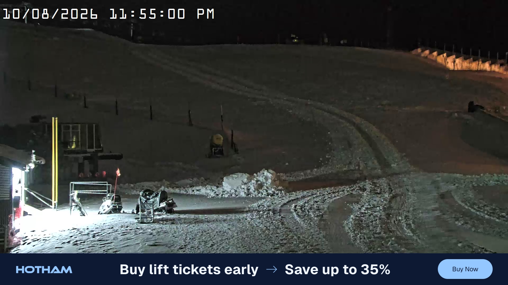Mt Hotham Summit Trainer snow cam captured at 10 August 2026 at 11:55 pm AEST