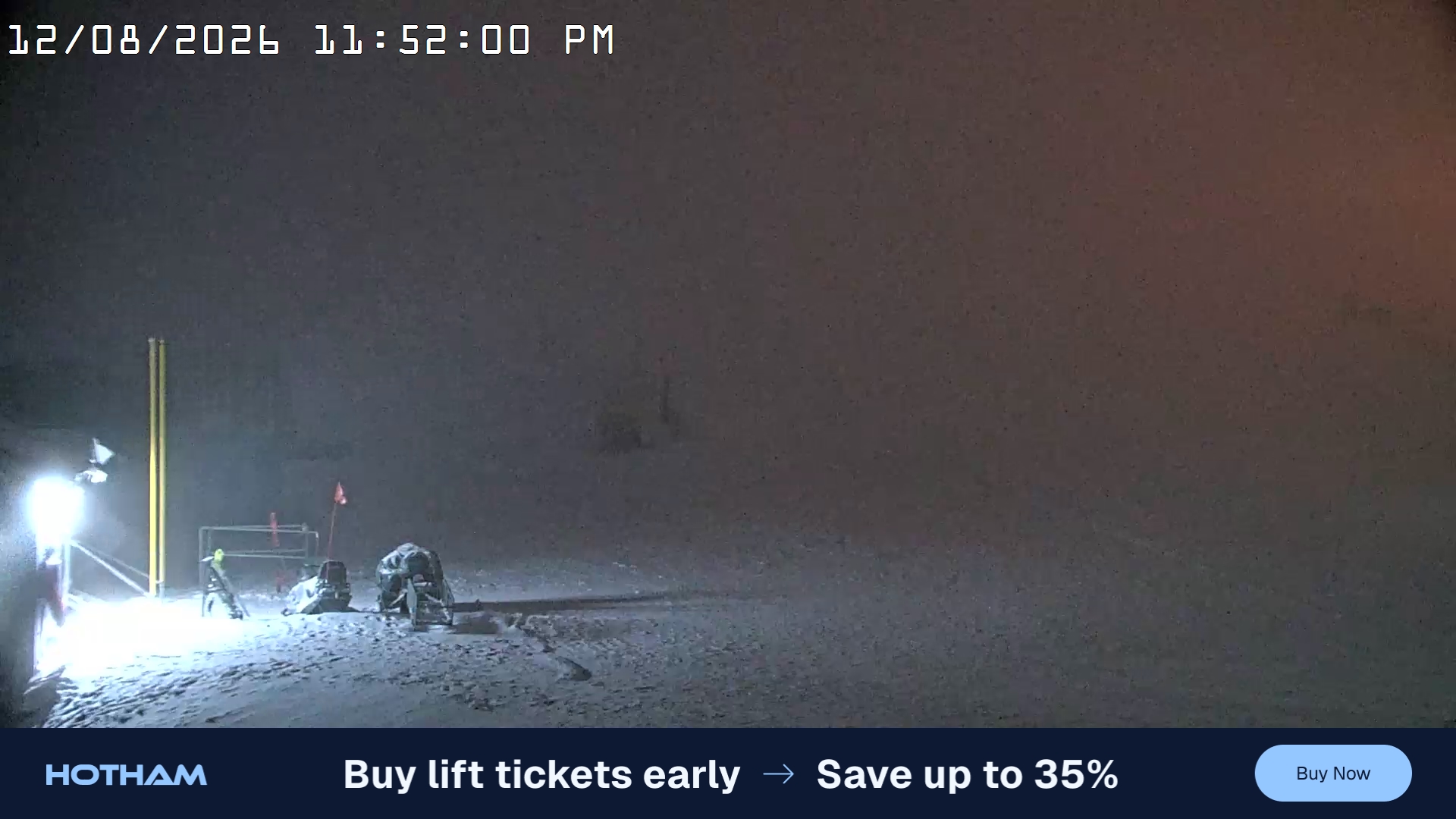 Mt Hotham Summit Trainer snow cam captured at 12 August 2026 at 11:53 pm AEST