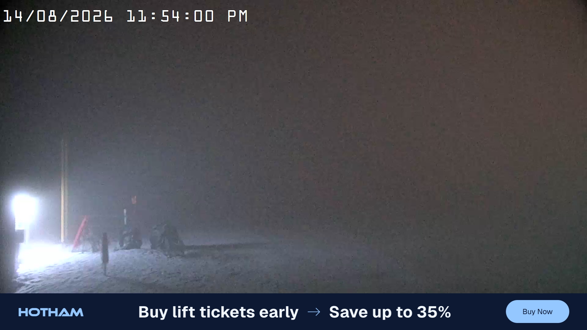 Mt Hotham Summit Trainer snow cam captured at 14 August 2026 at 11:55 pm AEST