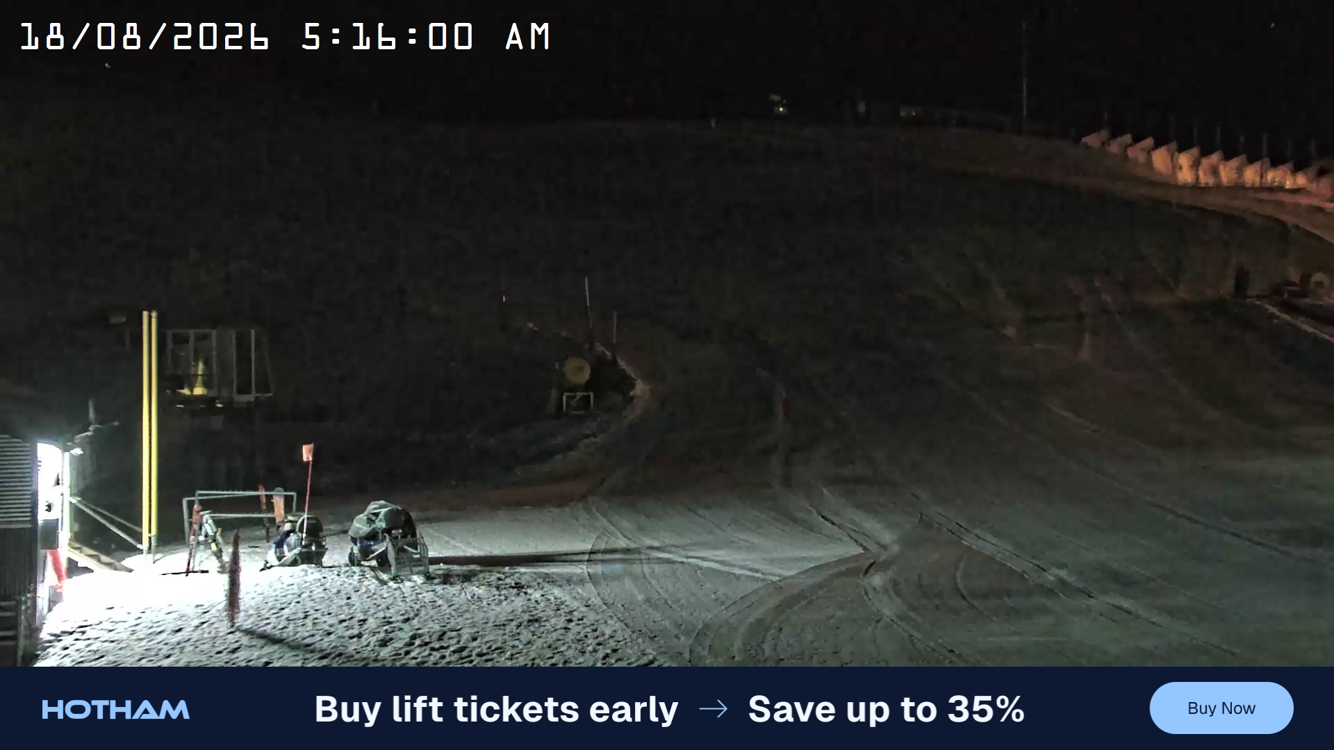 Mt Hotham Summit Trainer snow cam captured at 18 August 2026 at 5:16 am AEST