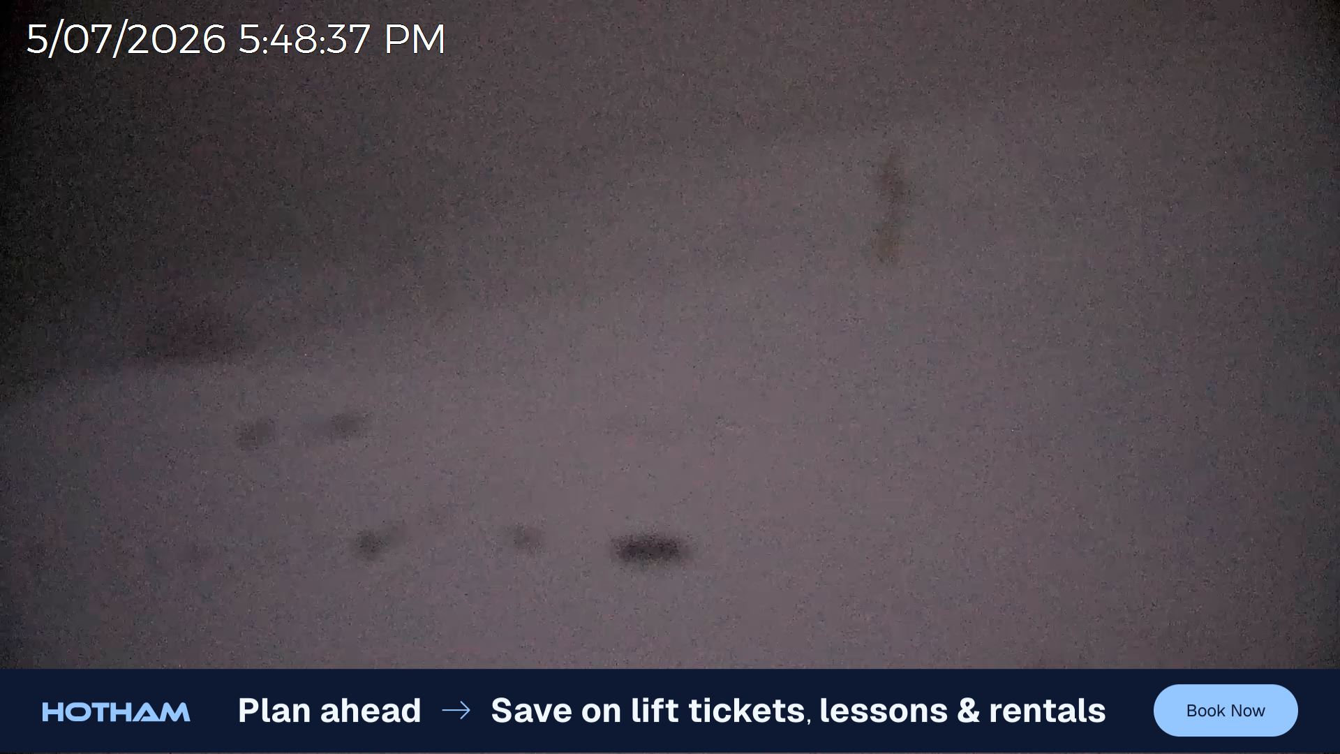 Mt Hotham Upper Imagine snow cam captured at 5 July 2026 at 5:52 pm AEST
