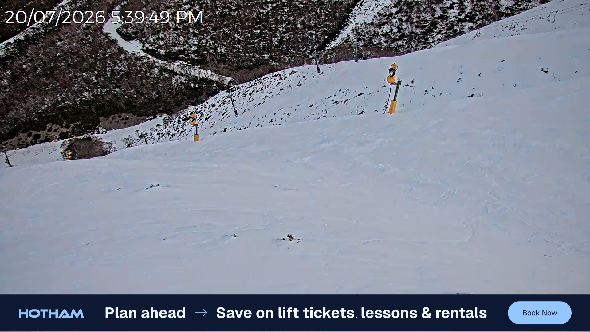 Mt Hotham Upper Imagine snow cam captured at 20 July 2026 at 5:45 pm AEST