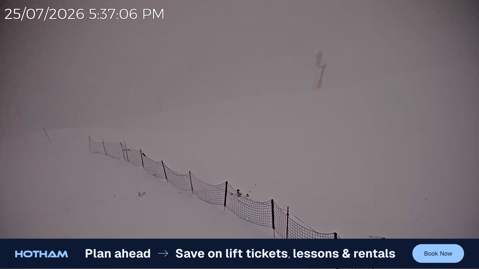 Mt Hotham Upper Imagine snow cam captured at 25 July 2026 at 5:41 pm AEST