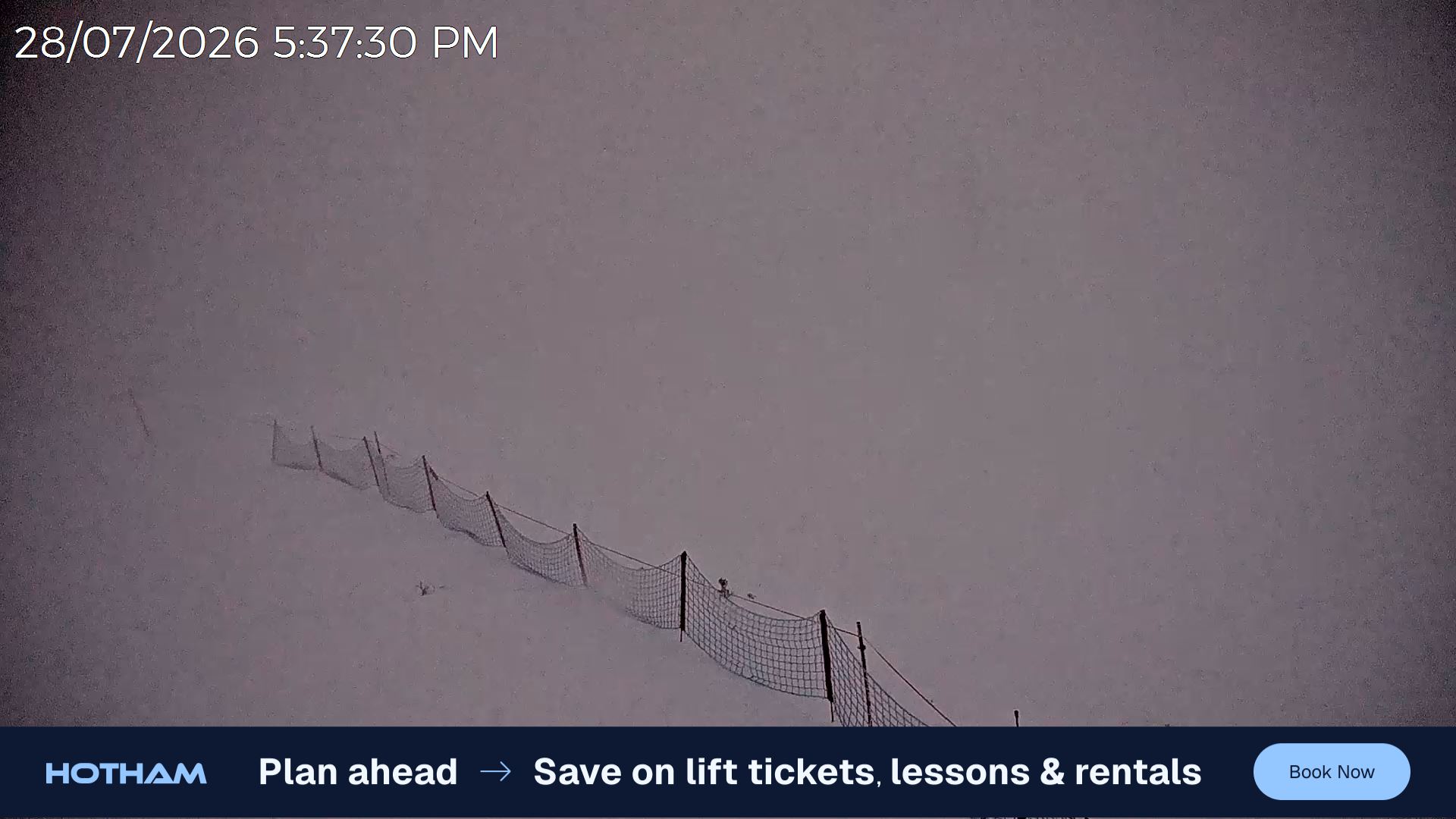 Mt Hotham Upper Imagine snow cam captured at 28 July 2026 at 5:45 pm AEST
