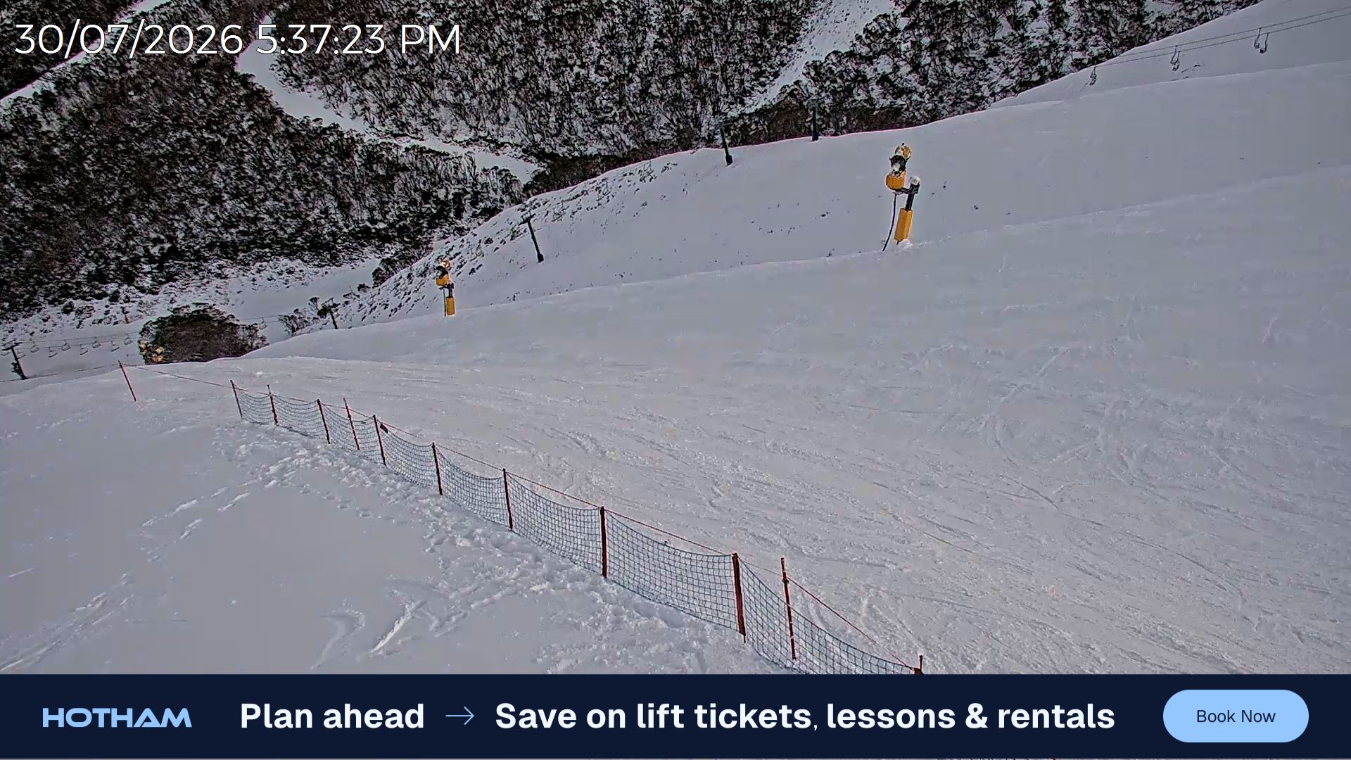 Mt Hotham Upper Imagine snow cam captured at 30 July 2026 at 5:46 pm AEST