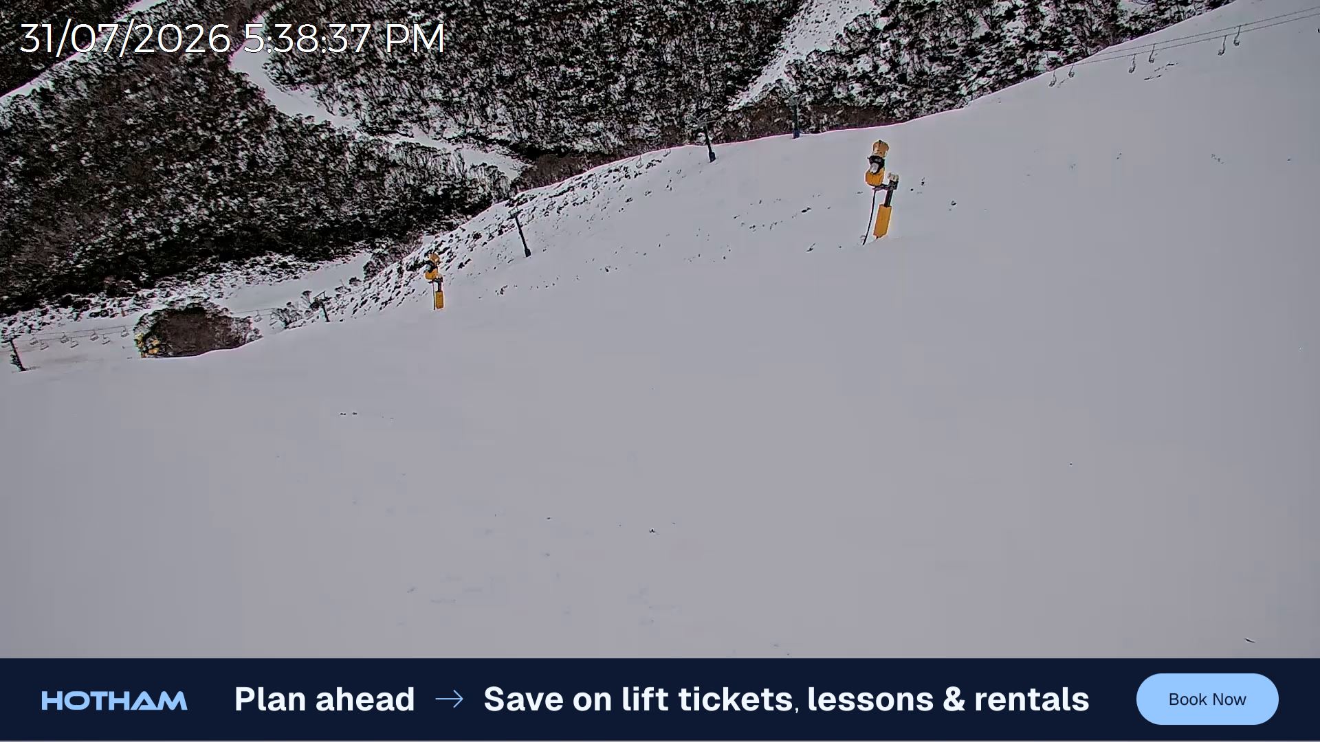 Mt Hotham Upper Imagine snow cam captured at 31 July 2026 at 5:47 pm AEST