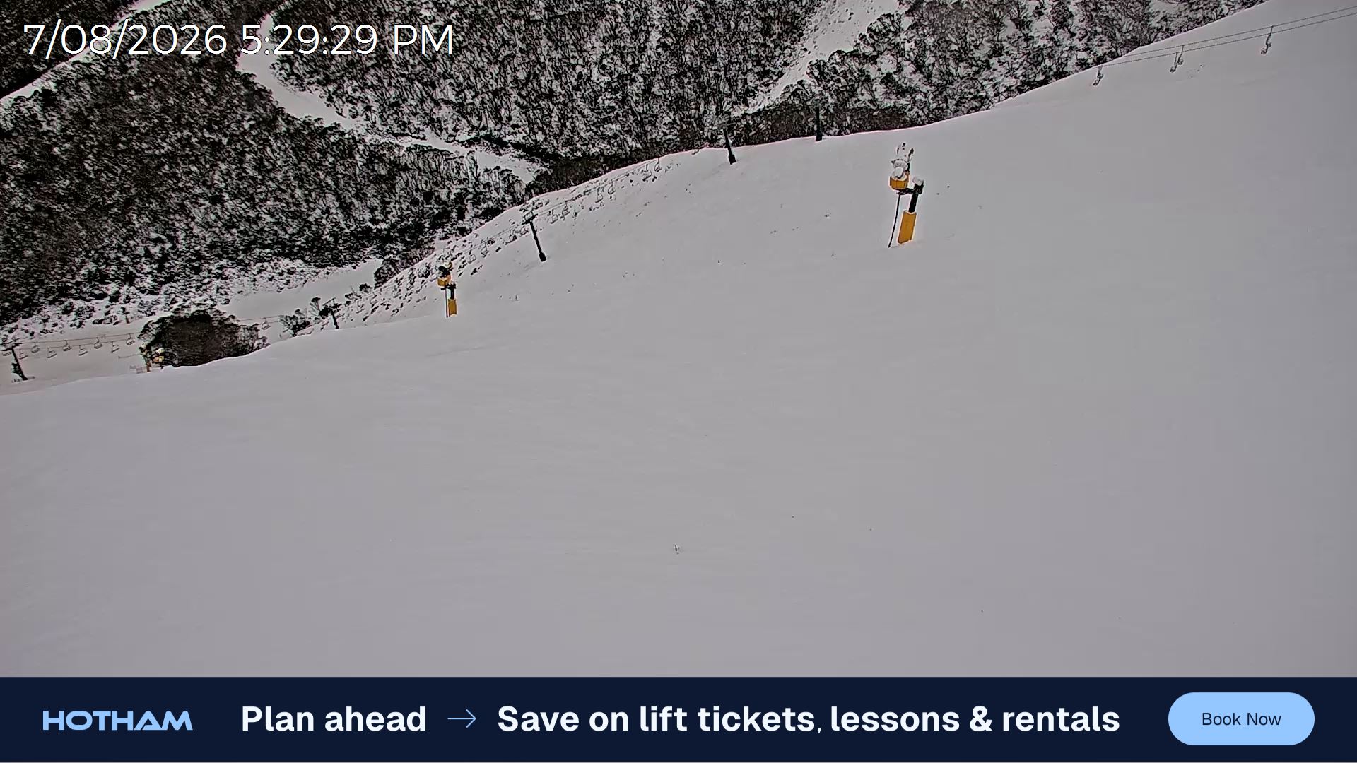 Mt Hotham Upper Imagine snow cam captured at 7 August 2026 at 5:32 pm AEST