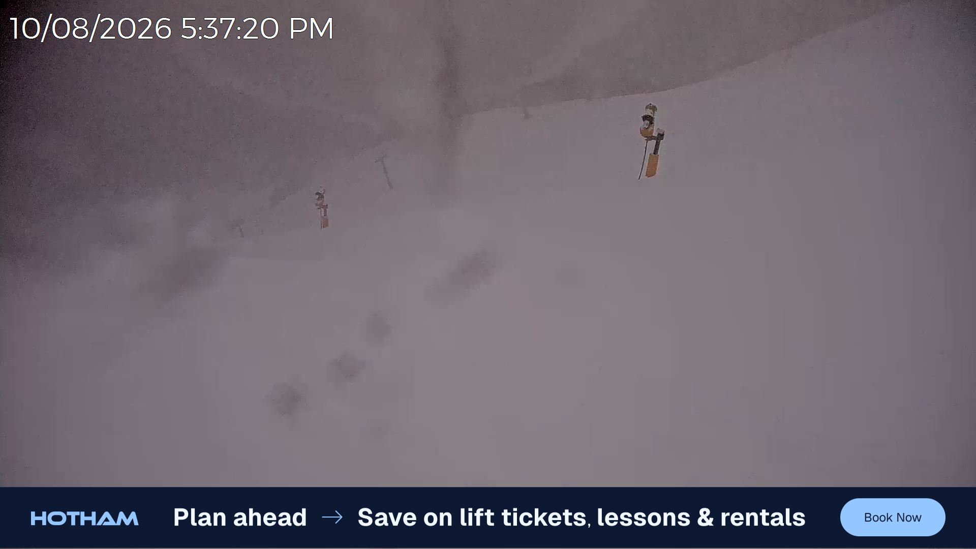 Mt Hotham Upper Imagine snow cam captured at 10 August 2026 at 5:38 pm AEST