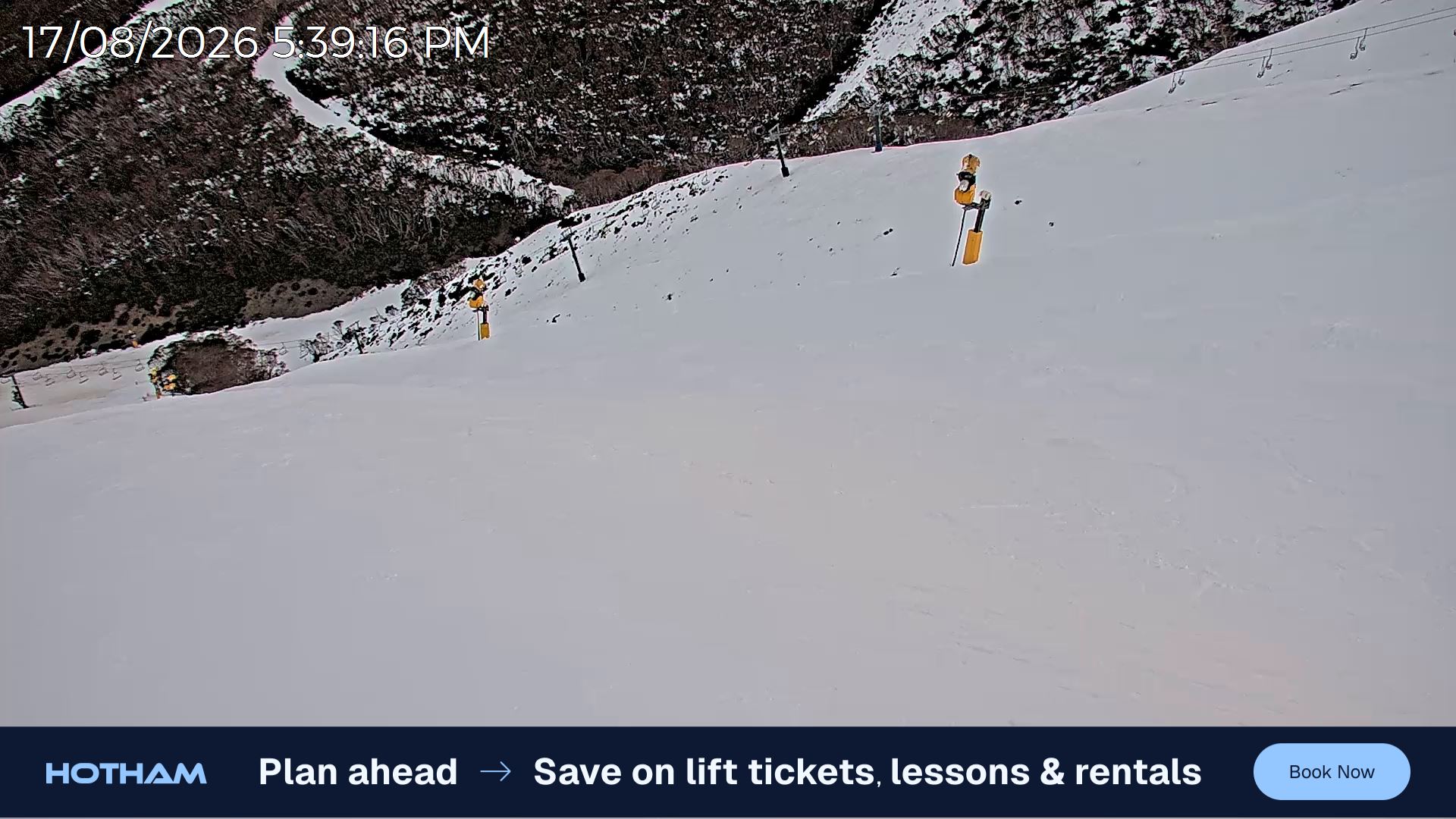 Mt Hotham Upper Imagine snow cam captured at 17 August 2026 at 5:48 pm AEST
