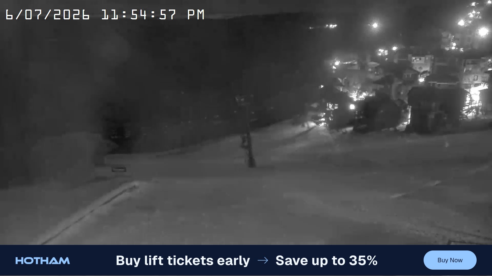 Mt Hotham Hotham Heights snow cam captured at 6 July 2026 at 11:56 pm AEST
