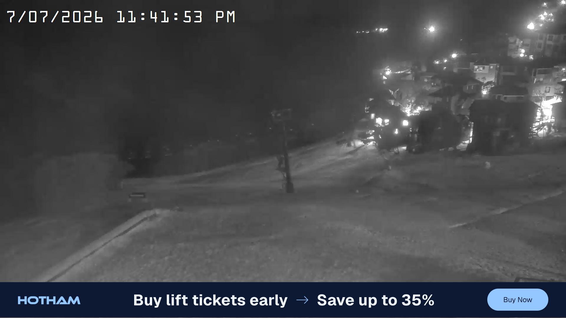 Mt Hotham Hotham Heights snow cam captured at 7 July 2026 at 11:46 pm AEST