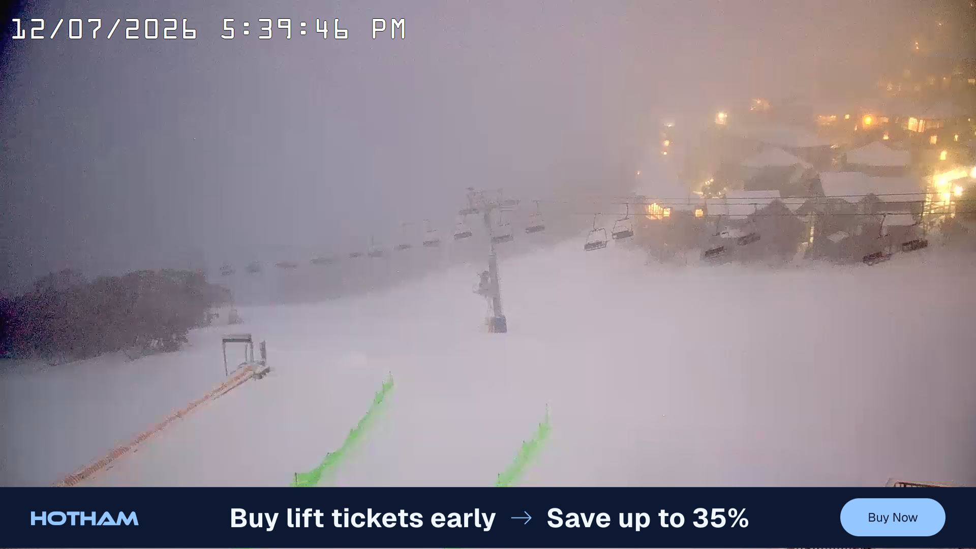 Mt Hotham Hotham Heights snow cam captured at 12 July 2026 at 5:47 pm AEST