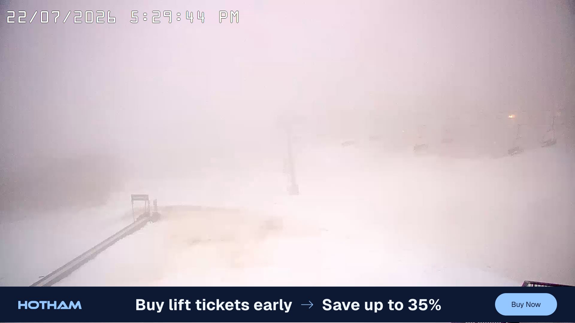 Mt Hotham Hotham Heights snow cam captured at 22 July 2026 at 5:38 pm AEST