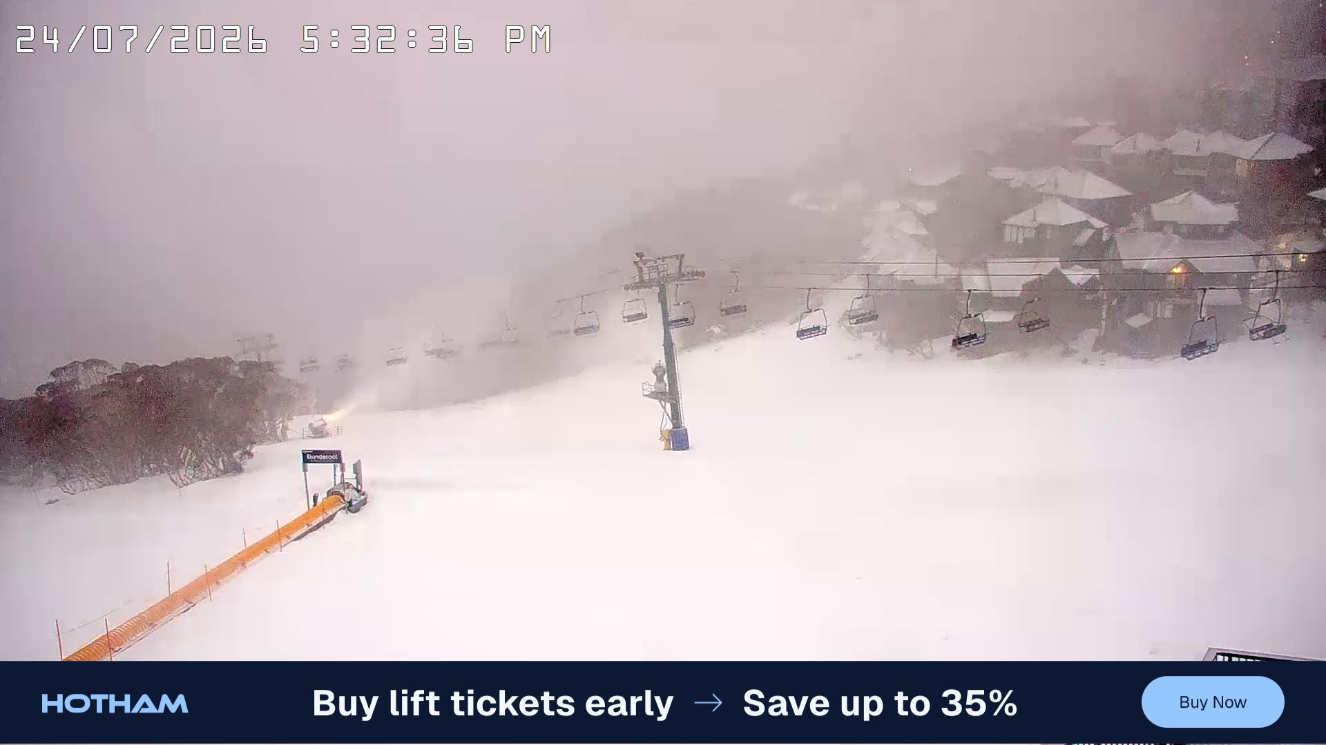 Mt Hotham Hotham Heights snow cam captured at 24 July 2026 at 5:40 pm AEST