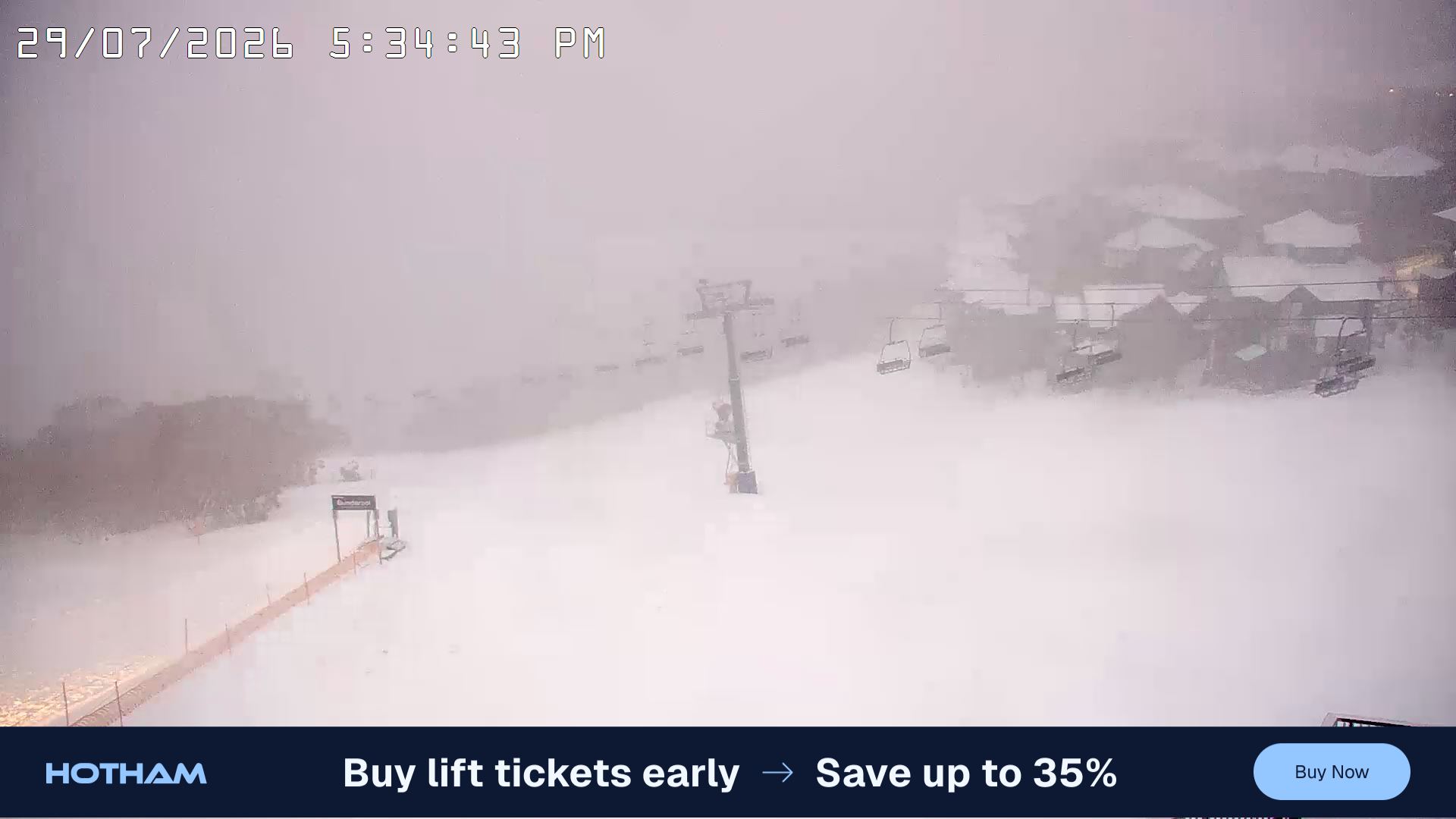 Mt Hotham Hotham Heights snow cam captured at 29 July 2026 at 5:35 pm AEST