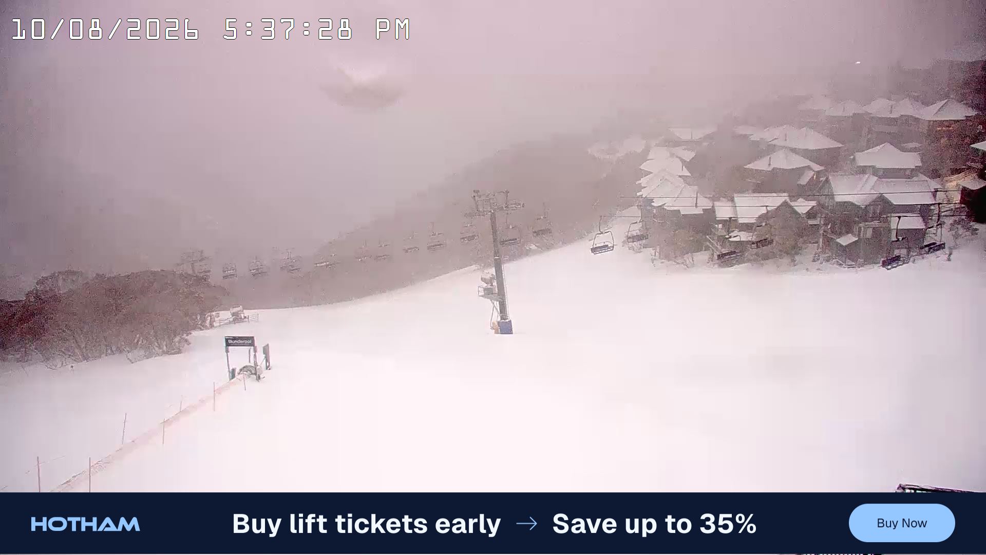Mt Hotham Hotham Heights snow cam captured at 10 August 2026 at 5:40 pm AEST