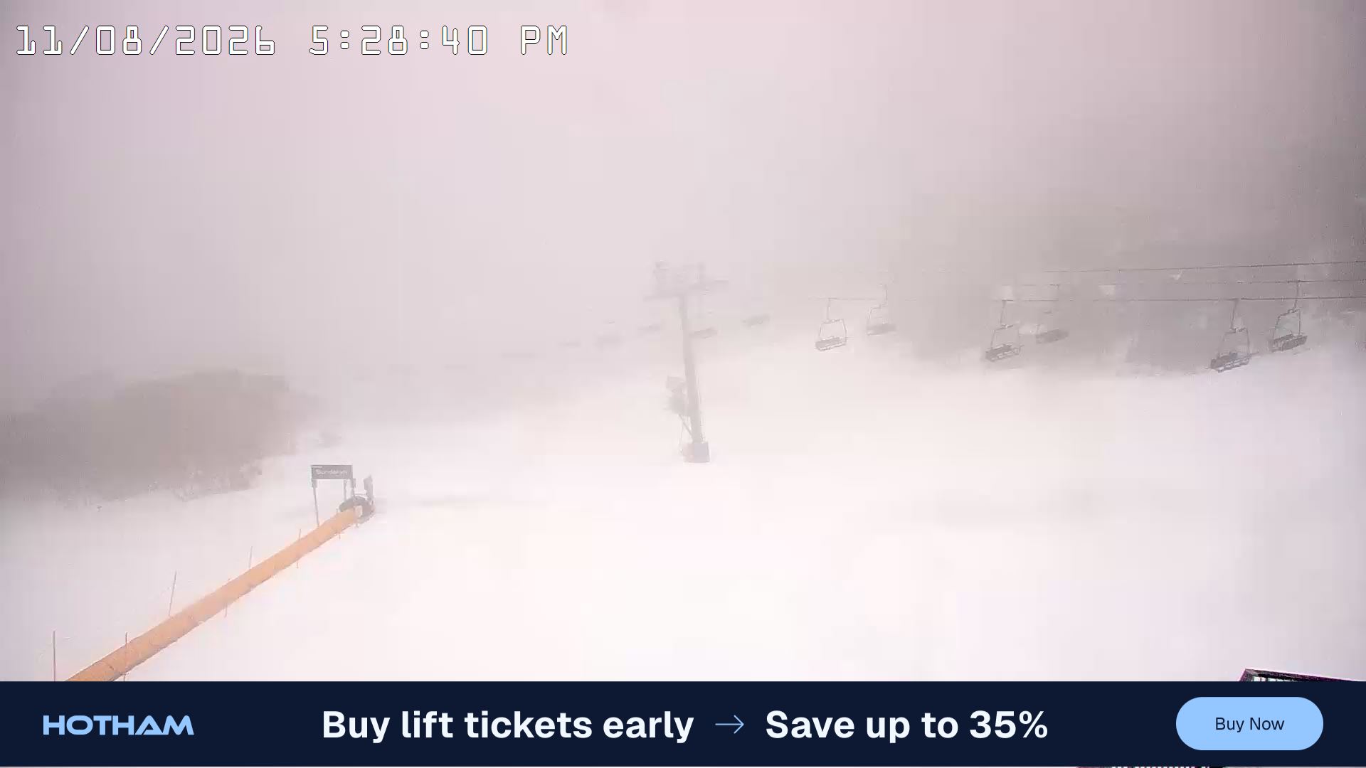 Mt Hotham Hotham Heights snow cam captured at 11 August 2026 at 5:30 pm AEST