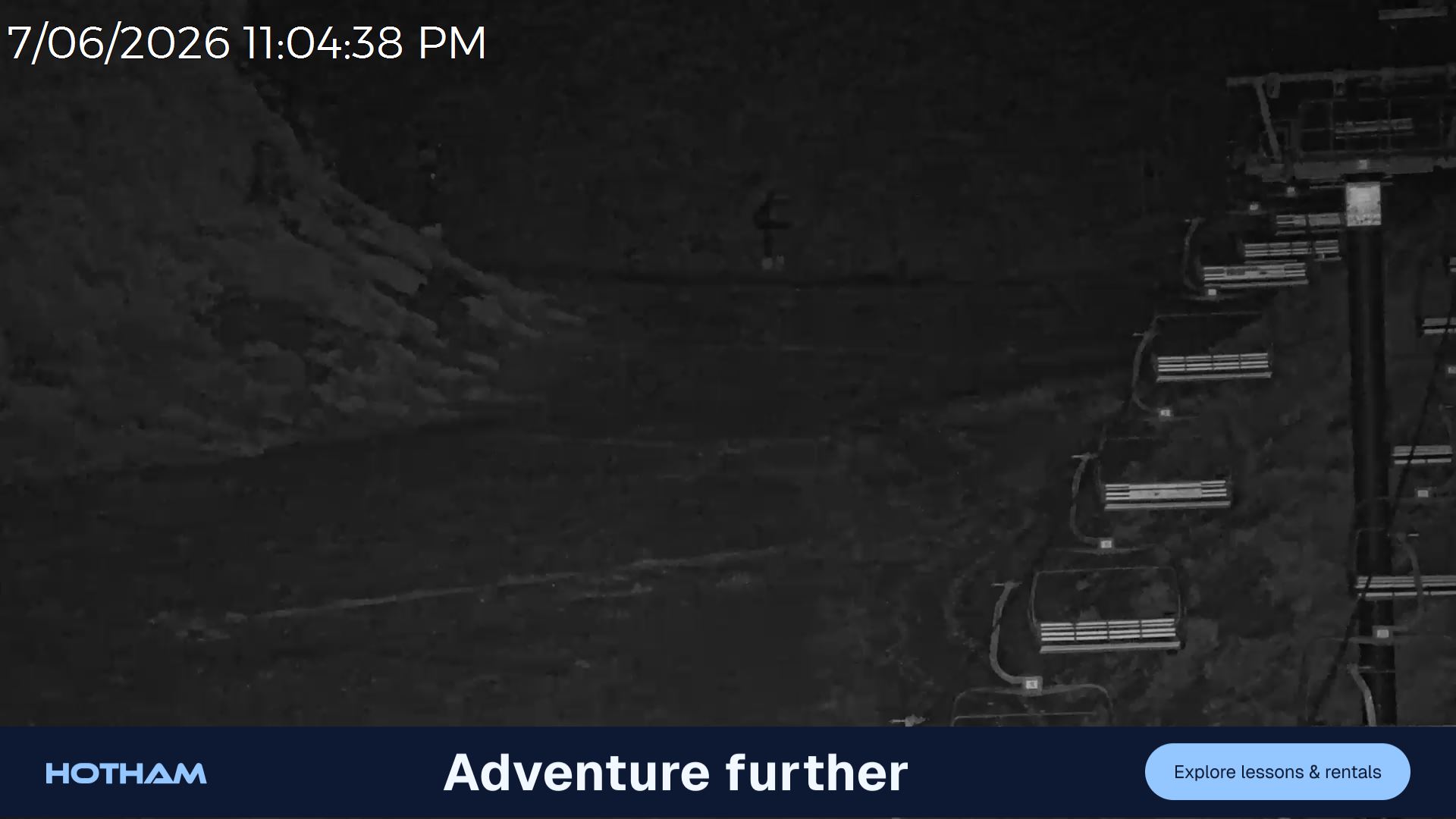 Mt Hotham Slalom Gully snow cam captured at 7 June 2026, 1:05 pm