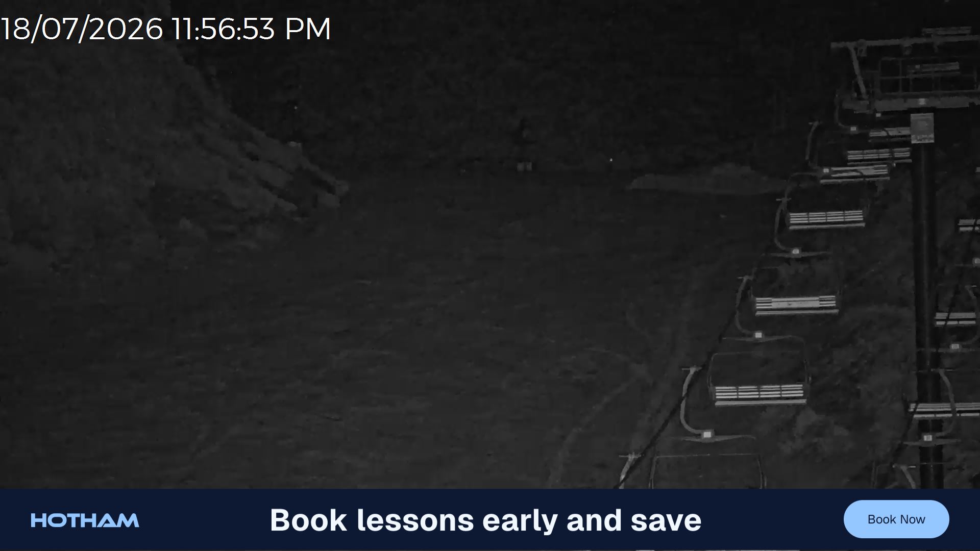 Mt Hotham Slalom Gully snow cam captured at 18 July 2026 at 11:57 pm AEST