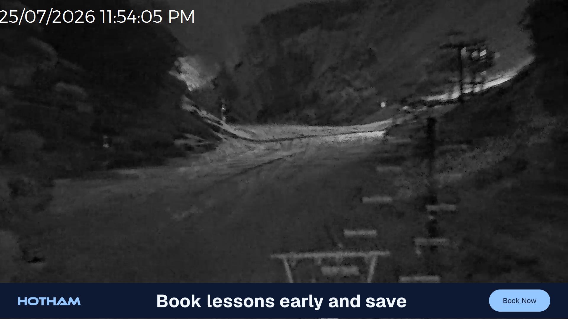 Mt Hotham Slalom Gully snow cam captured at 25 July 2026 at 11:55 pm AEST