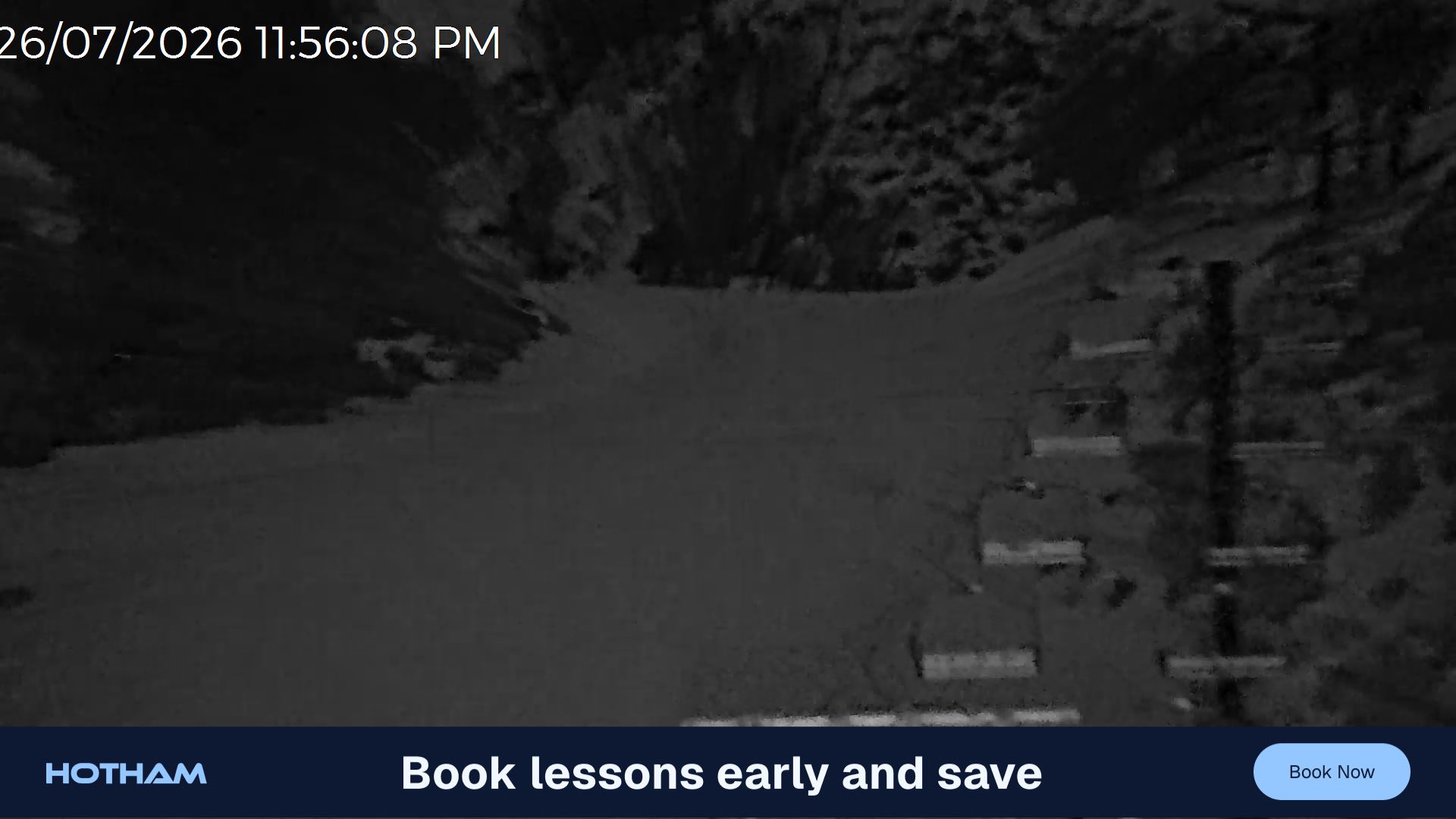 Mt Hotham Slalom Gully snow cam captured at 26 July 2026 at 11:57 pm AEST