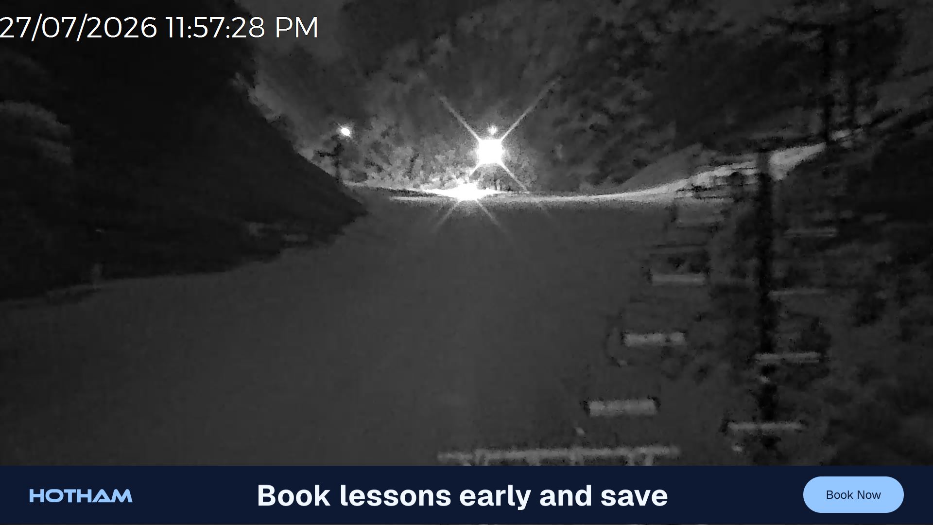 Mt Hotham Slalom Gully snow cam captured at 27 July 2026 at 11:58 pm AEST