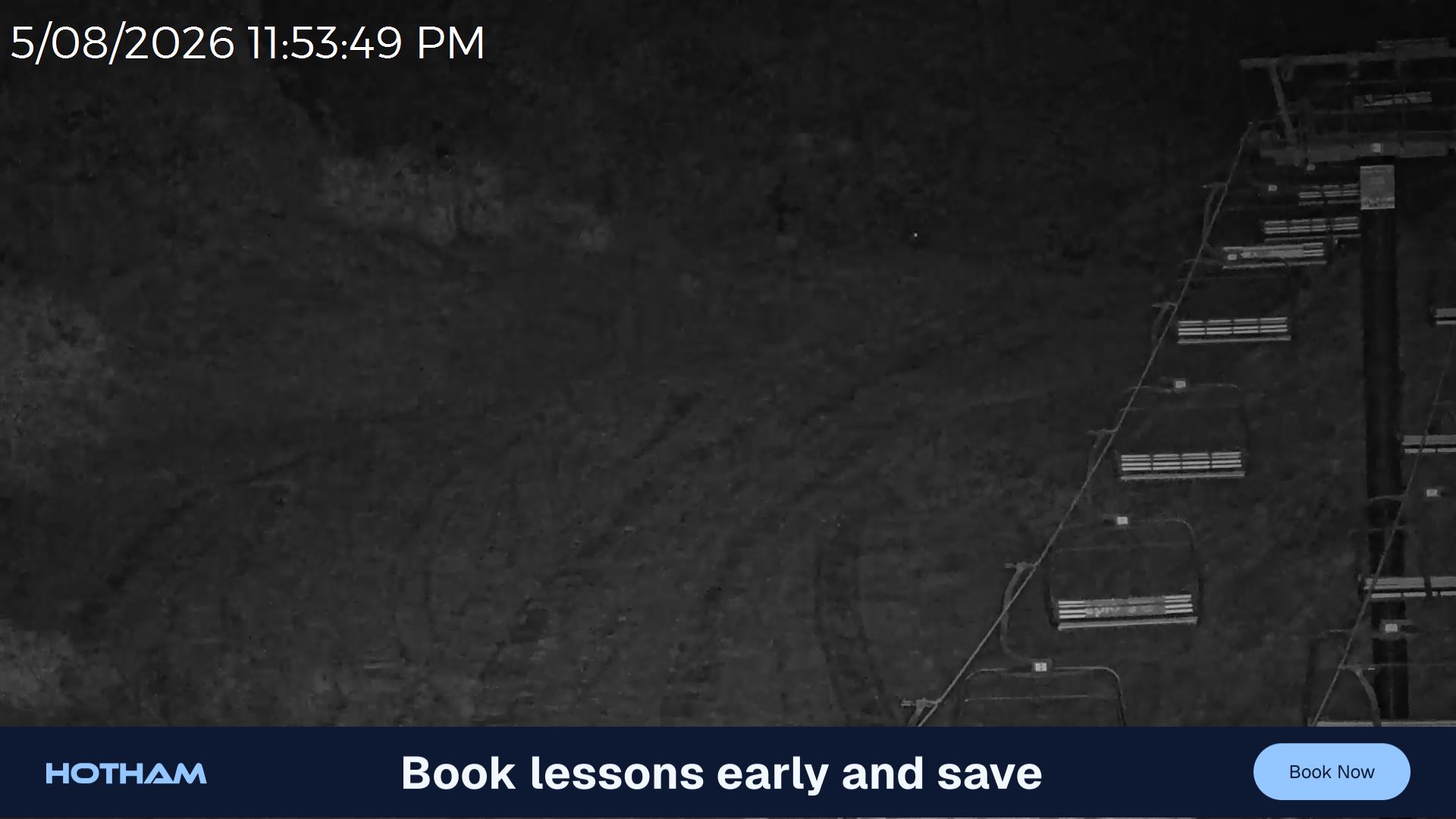 Mt Hotham Slalom Gully snow cam captured at 5 August 2026 at 11:55 pm AEST