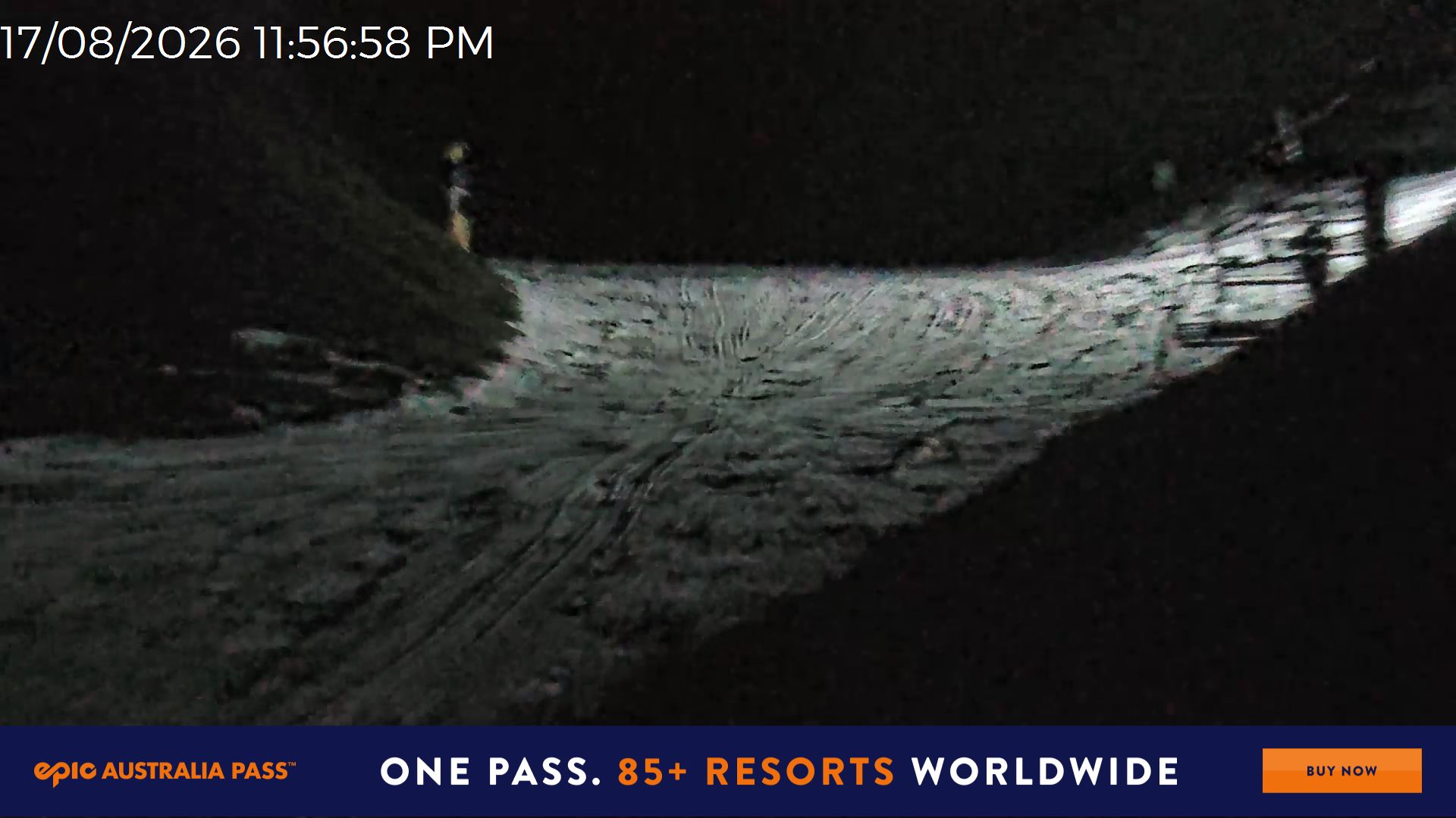 Mt Hotham Slalom Gully snow cam captured at 17 August 2026 at 11:57 pm AEST
