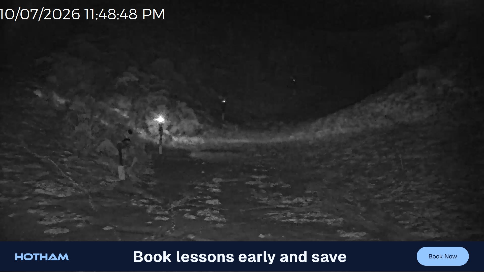 Mt Hotham Snake Gully snow cam captured at 10 July 2026 at 11:49 pm AEST