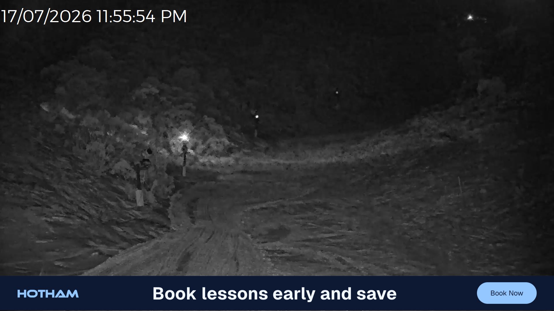 Mt Hotham Snake Gully snow cam captured at 17 July 2026 at 11:56 pm AEST