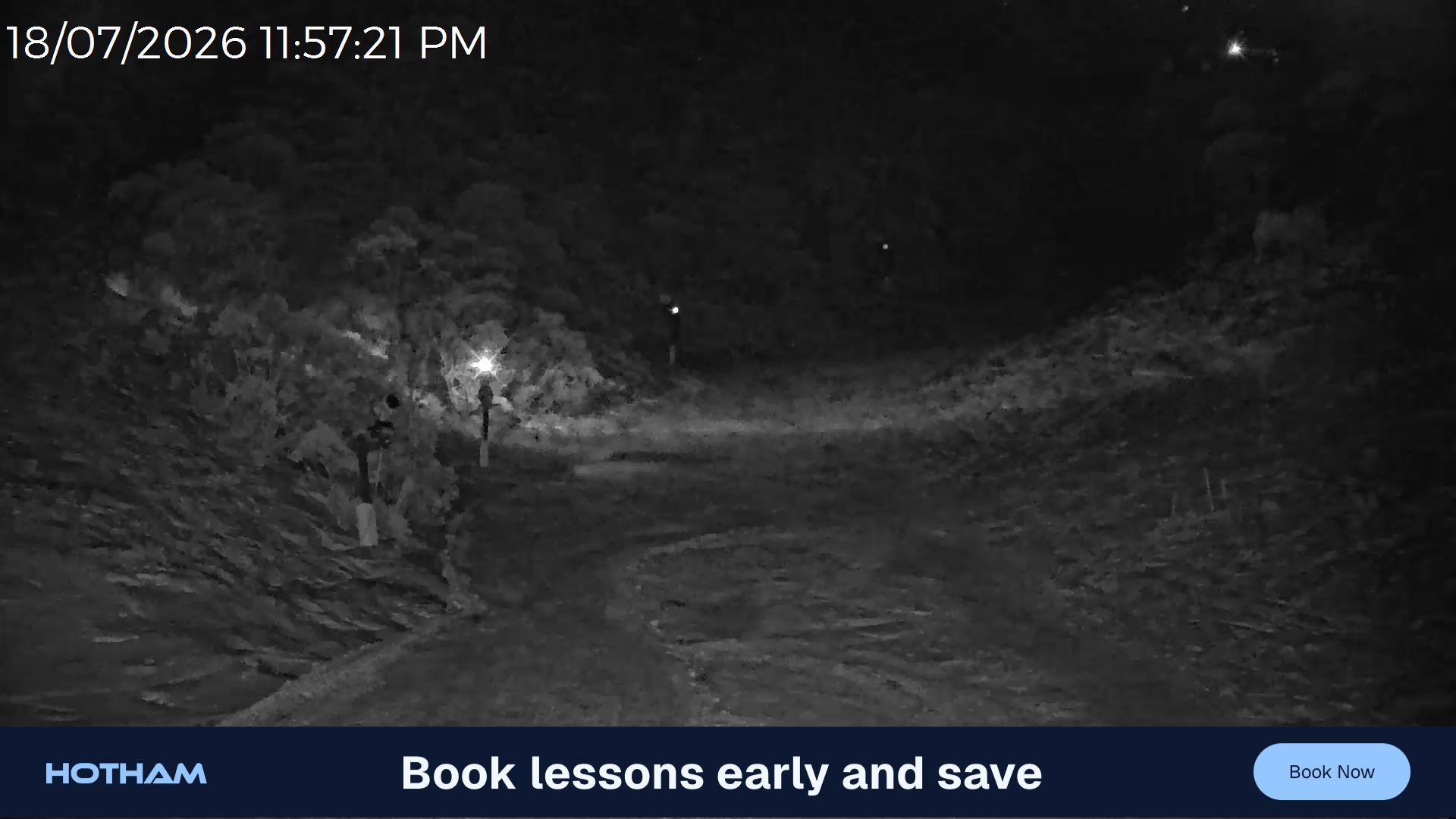Mt Hotham Snake Gully snow cam captured at 18 July 2026 at 11:57 pm AEST