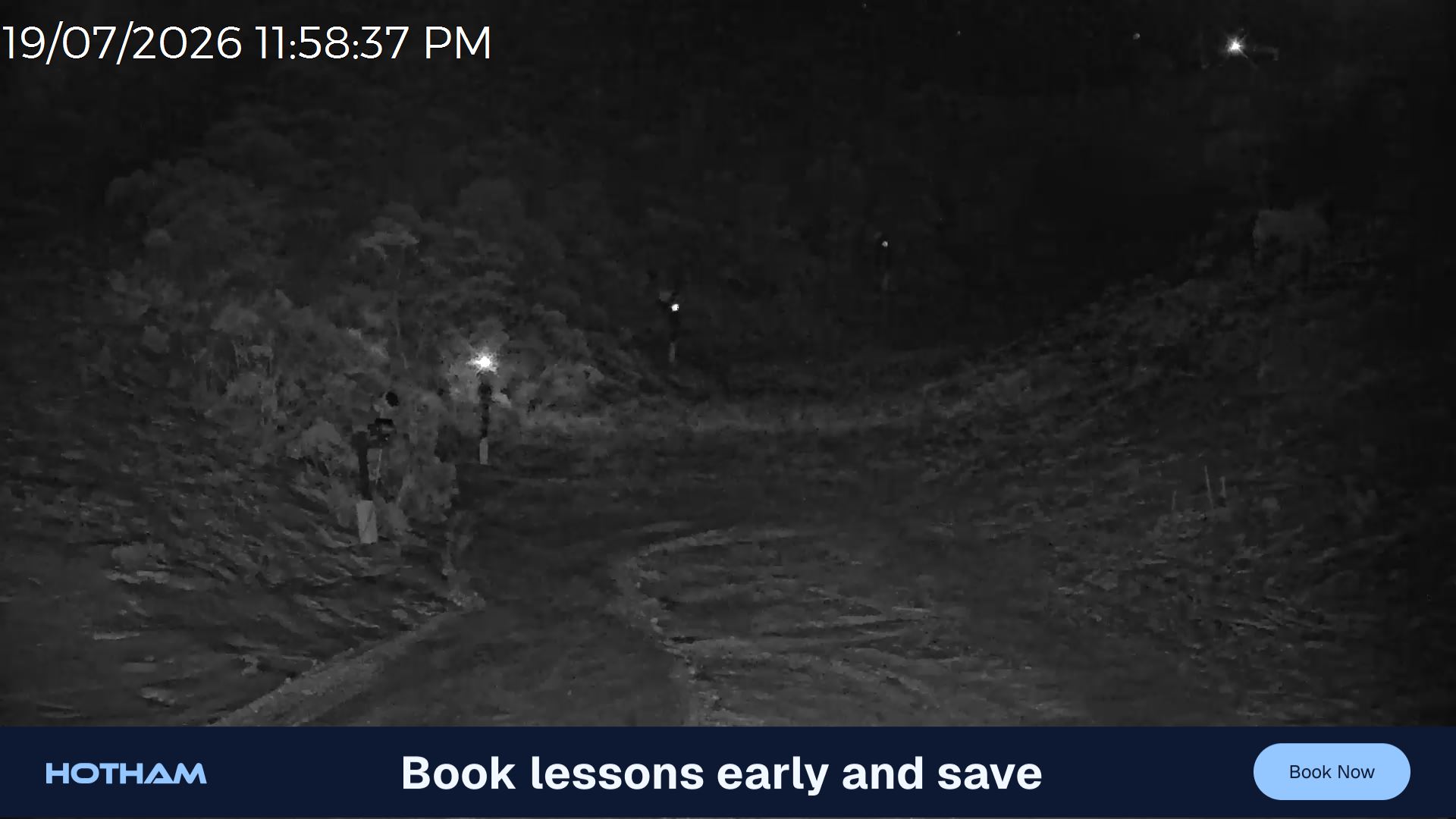 Mt Hotham Snake Gully snow cam captured at 19 July 2026 at 11:58 pm AEST