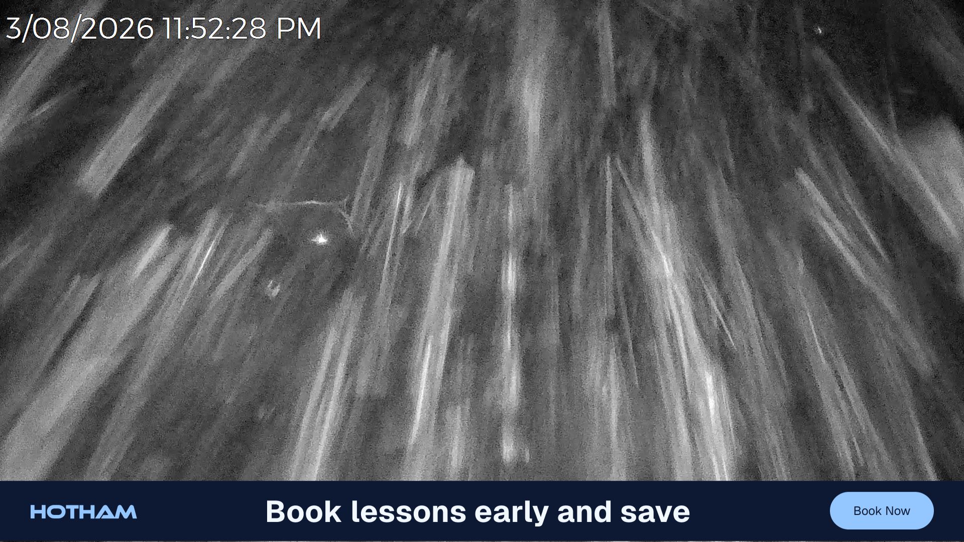 Mt Hotham Snake Gully snow cam captured at 3 August 2026 at 11:53 pm AEST